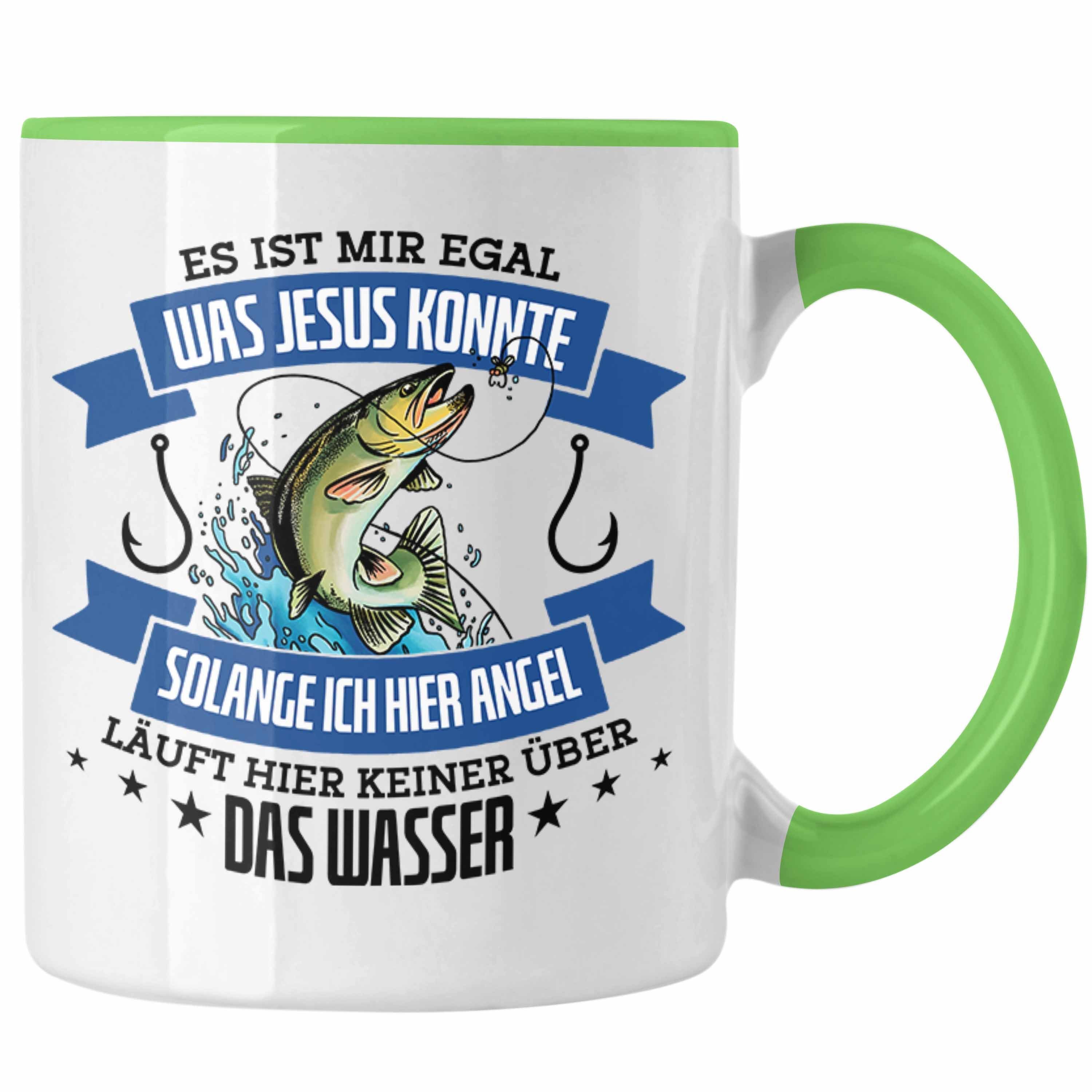 Trendation Tasse Lustige Tasse für Angler Lustiger Spruch Geschenkidee Grün