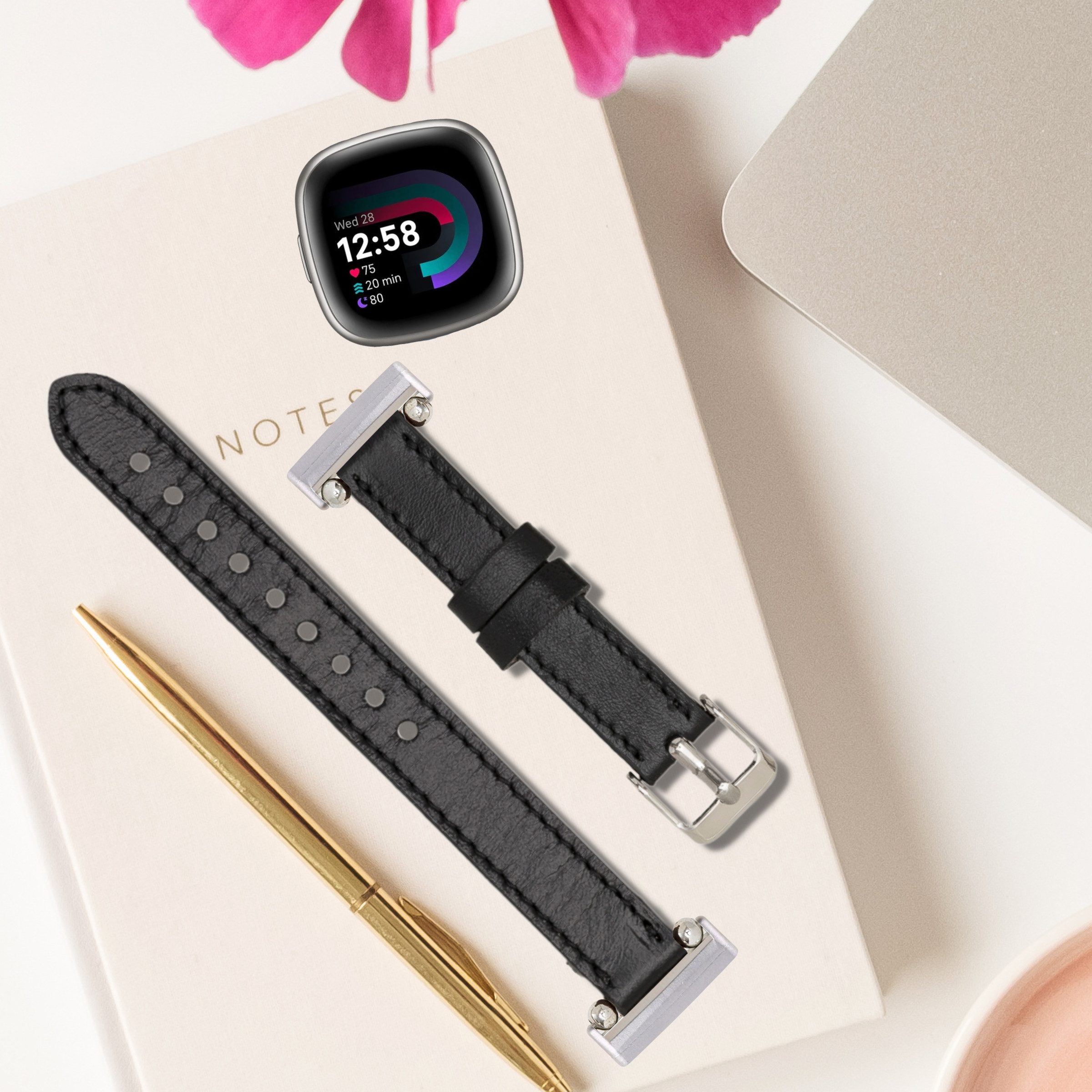 Uhrenarmband Fitbit Versa 4 / 3 / Sense / Sense 2 Leder Smart Uhrenarmband