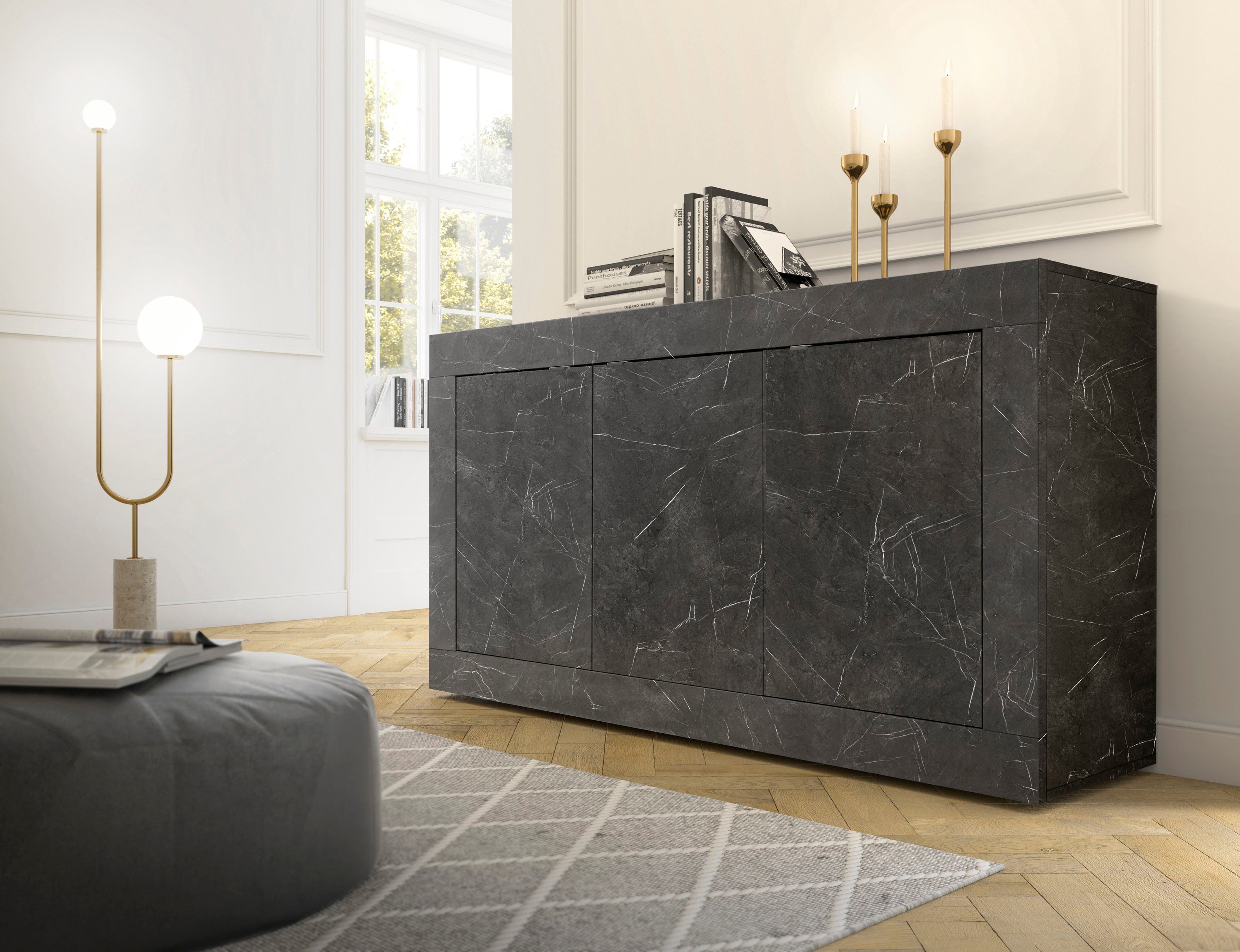 INOSIGN Sideboard Basic Breite 160 cm, Kommode 3 Türen, Anrichte, Metallgri günstig online kaufen