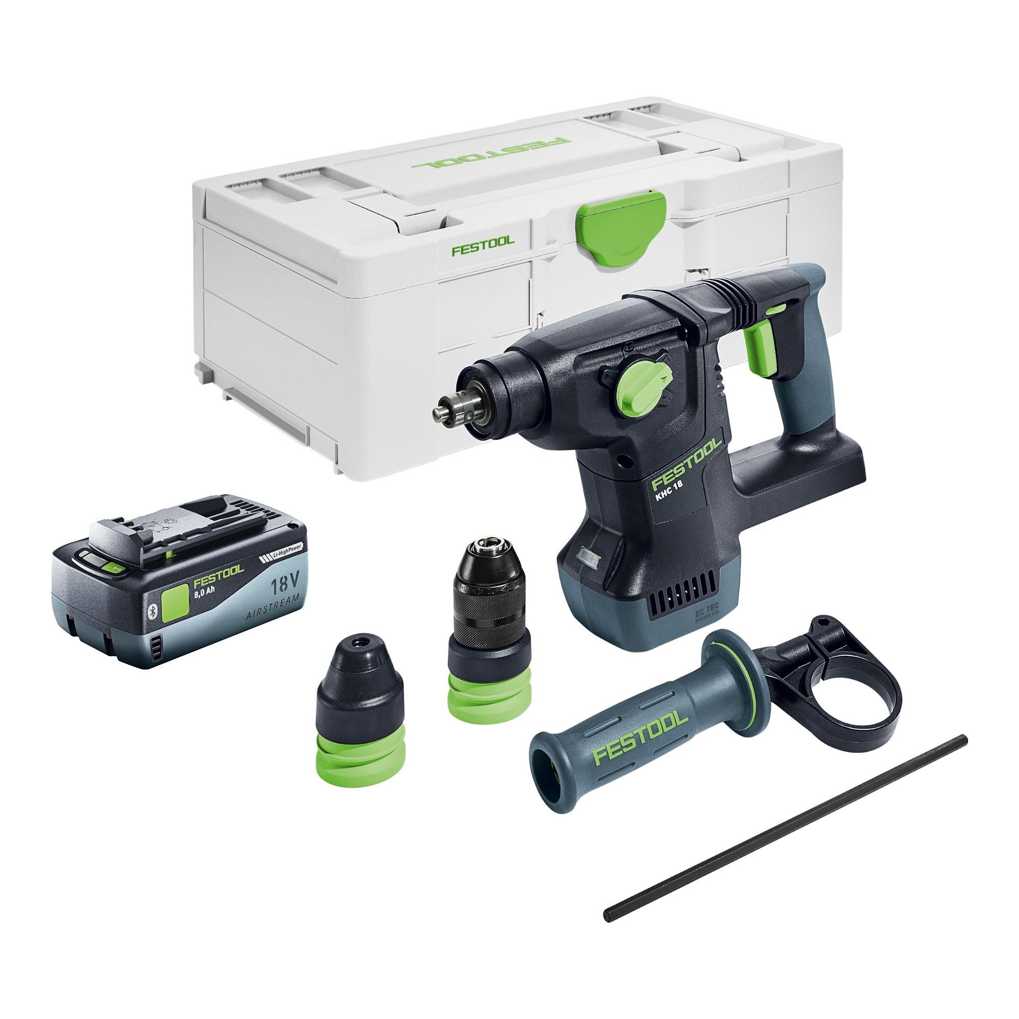 FESTOOL Akku-Bohrhammer KHC 18 EB-Basic 18 V 2,6 J SDS-Plus + 1x Akku 8,0 Ah + Systainer
