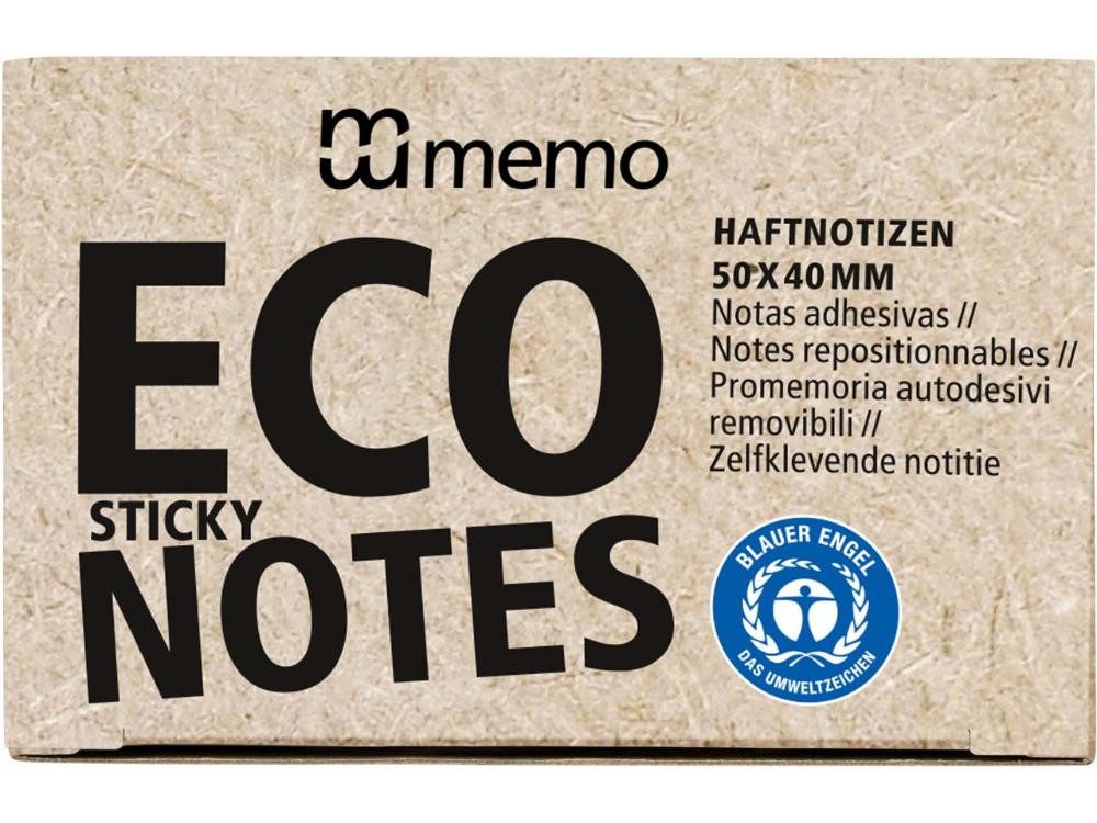 memo Haftnotizblock memo Haftnotizen 50 x 40 mm, 6 Blöcke im Recycling