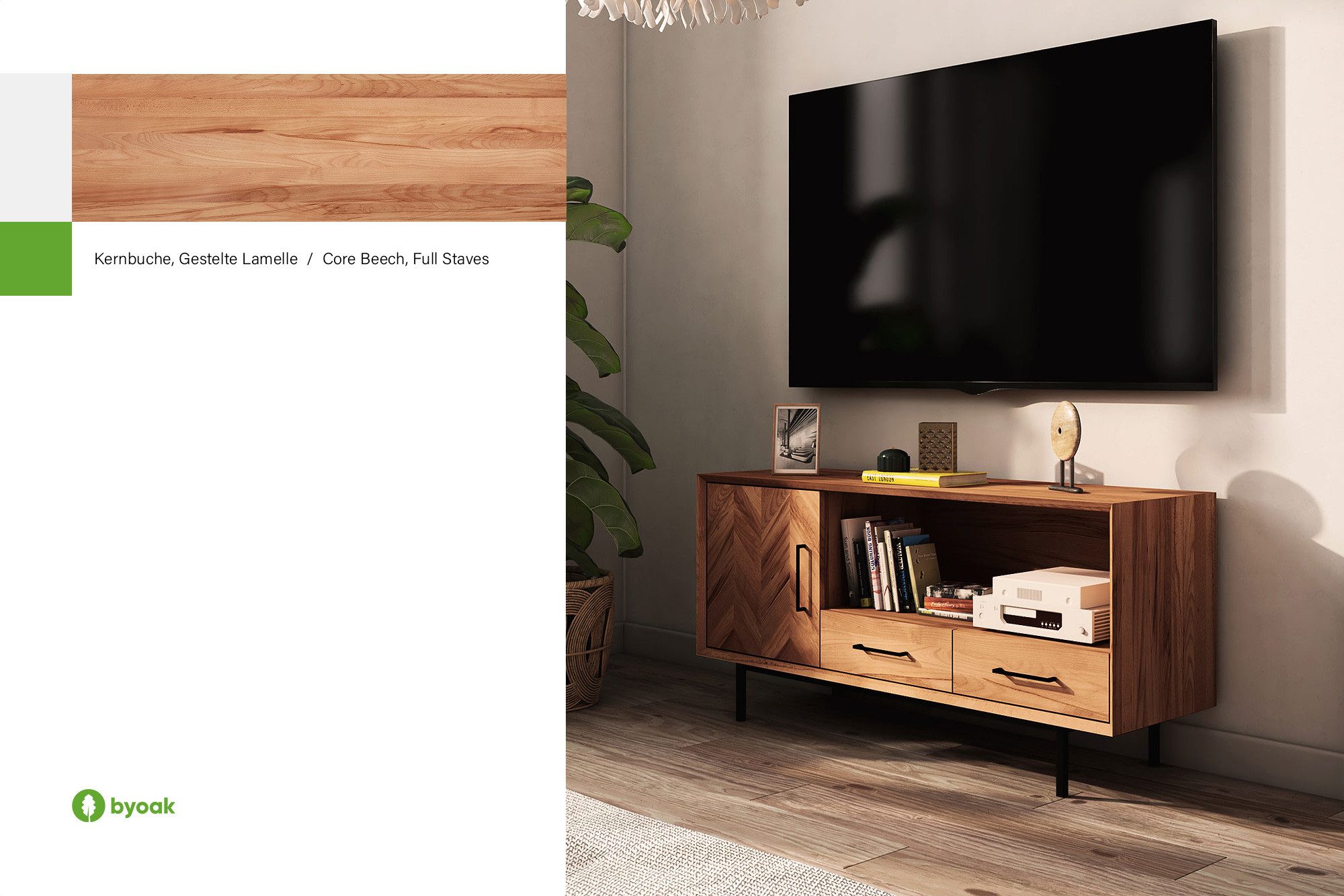 byoak TV-Schrank ABIES aus Massivholz, Naturgeölt