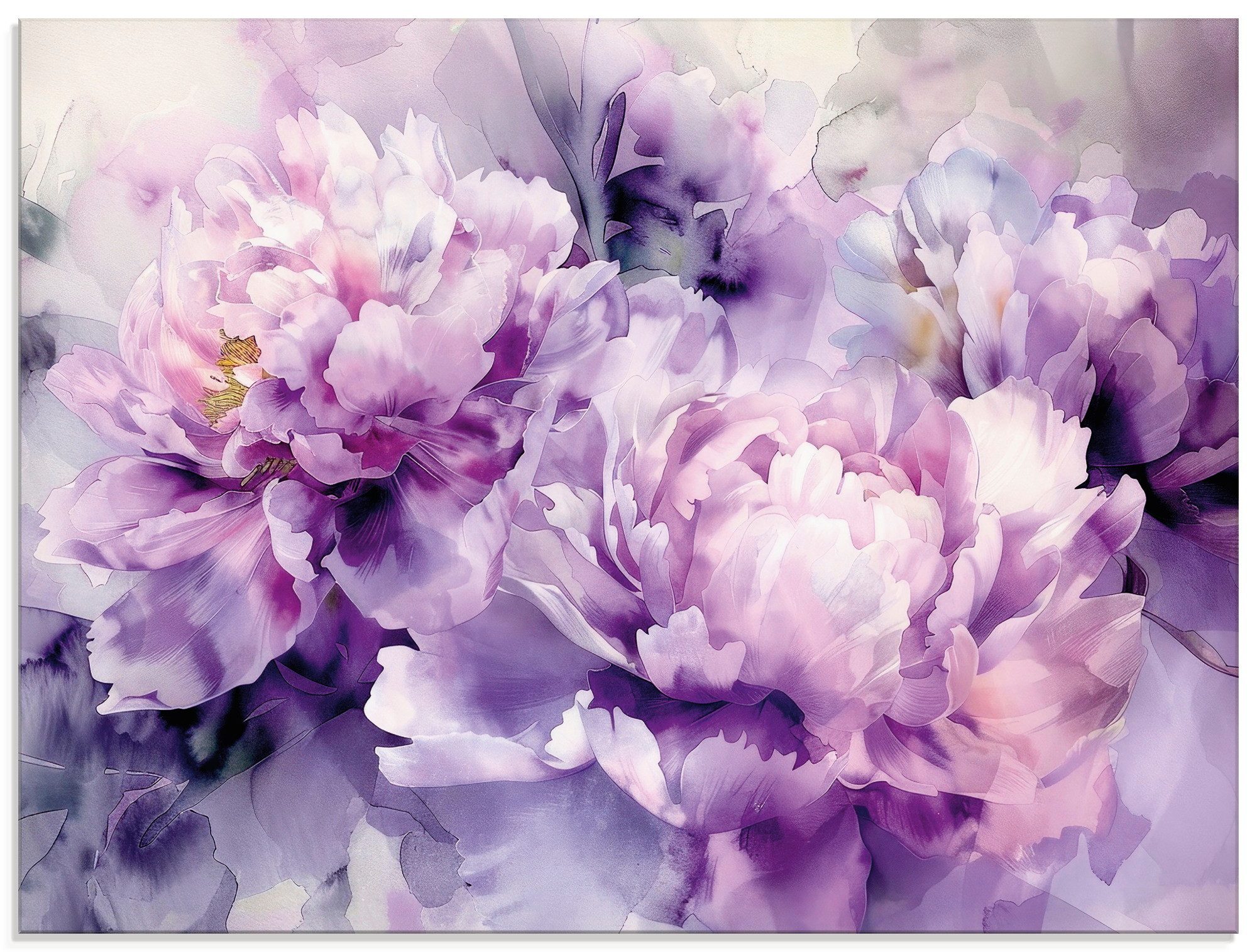 Artland Glasbild Lila Farbene Pfingstrosen Aquarell, Blumenbilder (1 St), in verschiedenen Größen