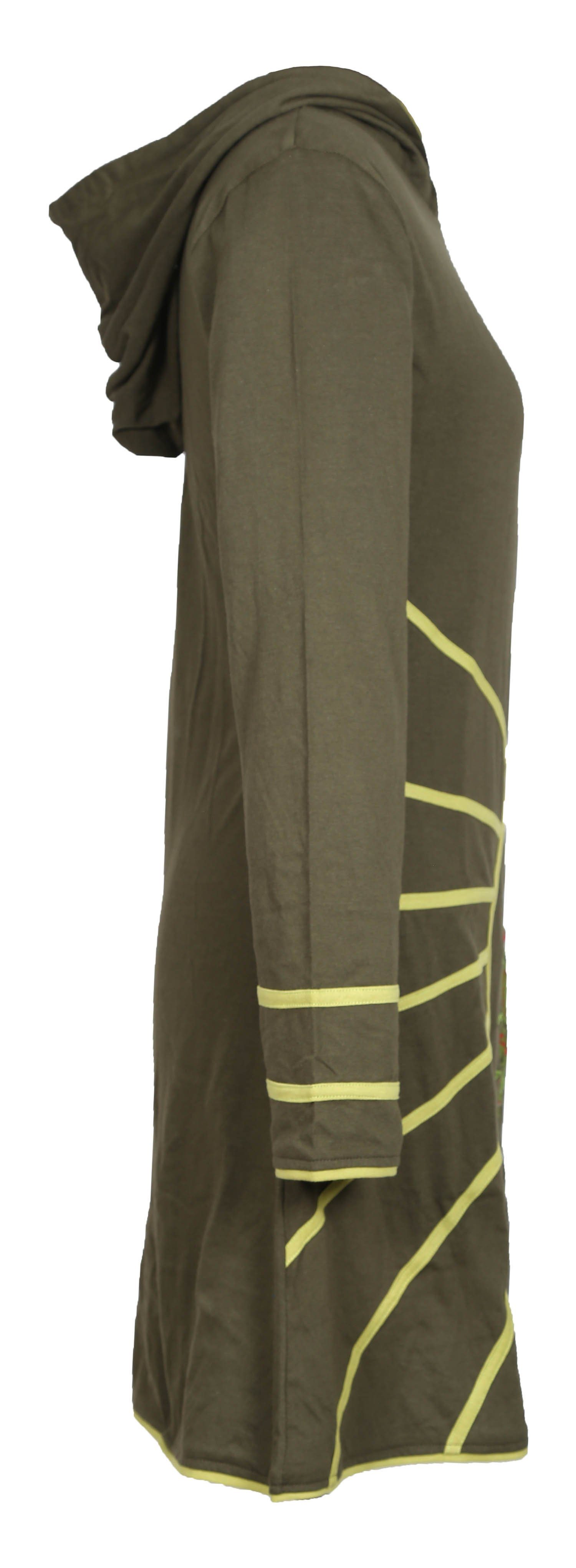 PUREWONDER Sweatkleid Langärmliges Kapuzenkleid aus Grün Ganzjahreskleid Jersey