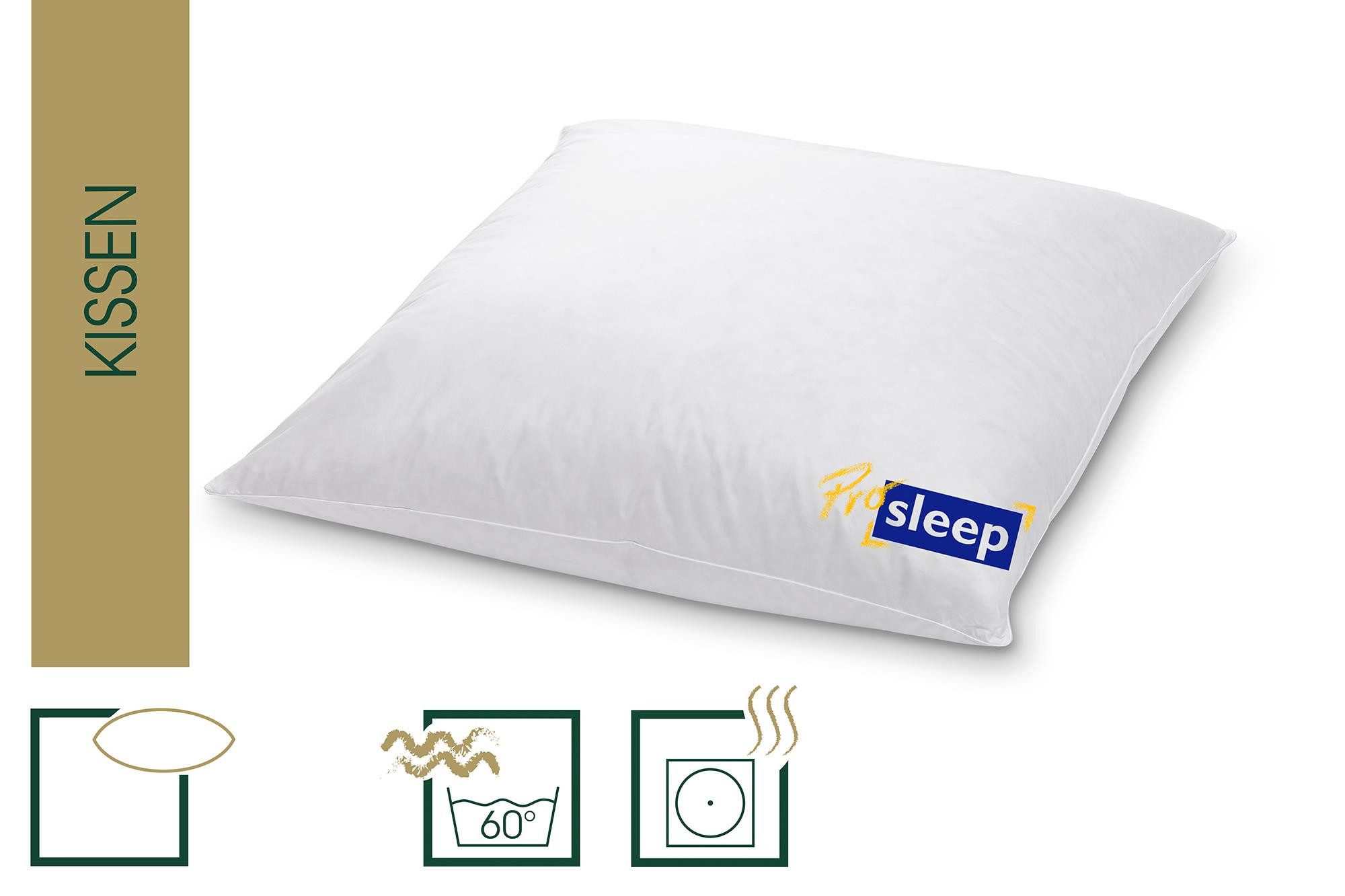 HANSKRUCHEN 3-Kammer-Kopfkissen HANSKRUCHEN Daunenkissen Kopfkissen Pro Sleep 80 x 80 cm, Füllung: 90% Daunen, 10% Federn, Bezug: 1005 Baumwolle, hergestellt in Deutschland, für Allergiker geeignet
