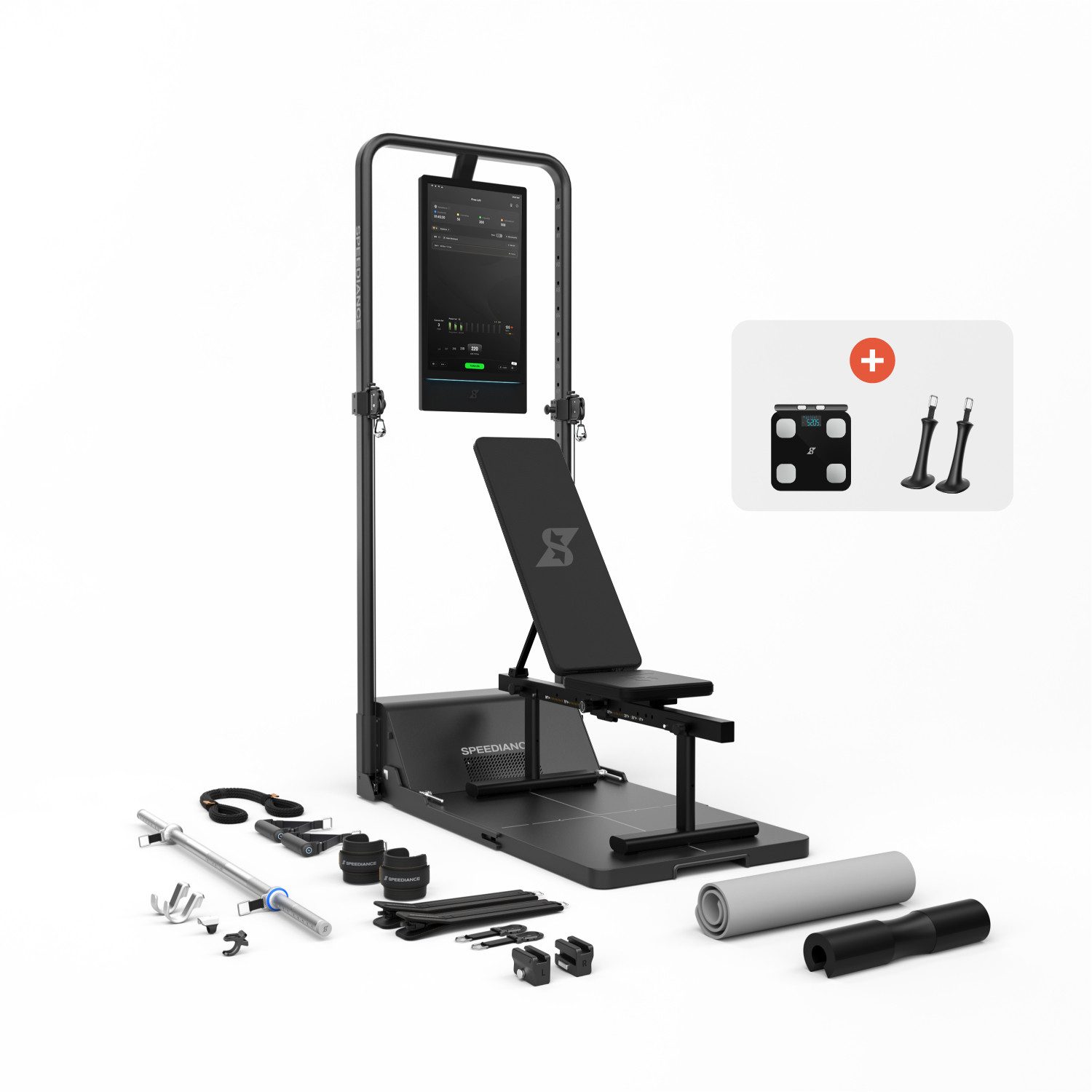 SPEEDIANCE Kraftstation Gym Monster 3S, All-in-One-Smart-Home-Gym für Ganzkörpertraining, (mit Trainingsbank), Multifunktionale Smith-Maschine, Ganzkörper-Krafttrainingsgerät(Plus)