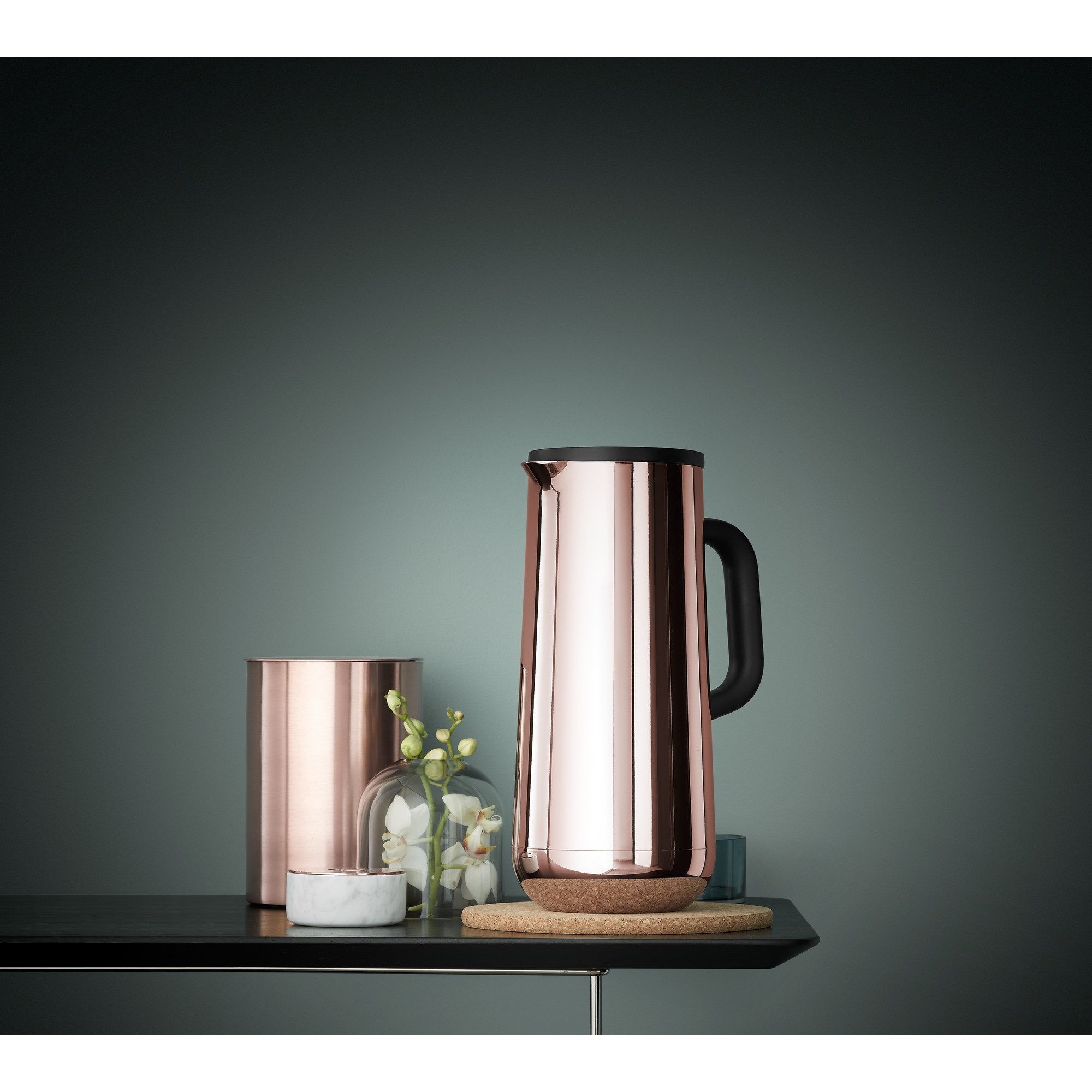 WMF Isolierkanne Impulse Isolierkanne Tee, 1,0 l, Kupfer, 1 l, (1x Kanne mit Glaseinsatz und Druckverschluss für Kaffee oder Tee (Füllmenge 1l/ 30 oz, Höhe 23,4 cm, Ø 19 cm), 1-St., 1x Kanne mit Glaseinsatz und Automatikverschluss)