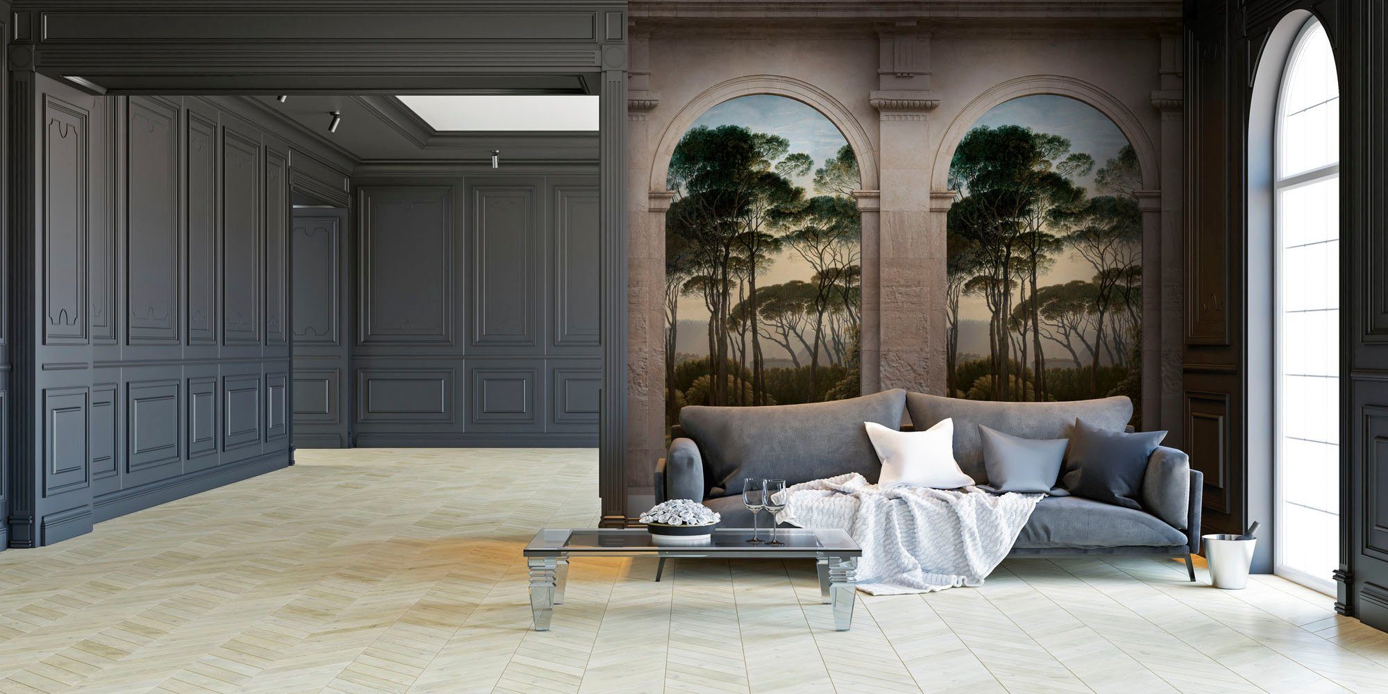 Bricoflor Arkaden Fototapete mit Landschaft 3D Tapete Im antik Stil Ideal f günstig online kaufen