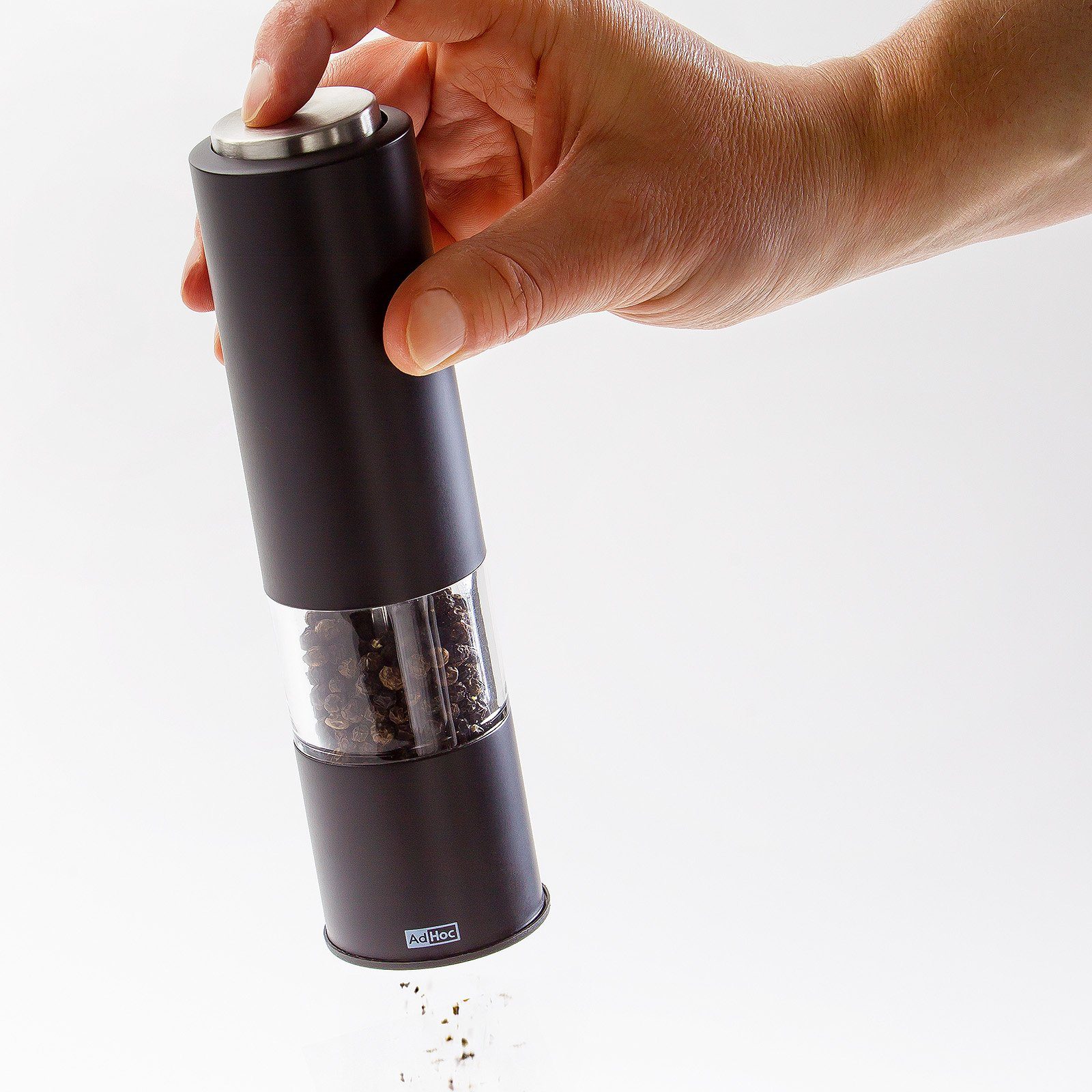 AdHoc Salz-/Pfeffermühle Tropica elektrisch, (2 Stück), elektrische Gewürzmühlen, Keramik-Mahlwerk, modernes Design, LED