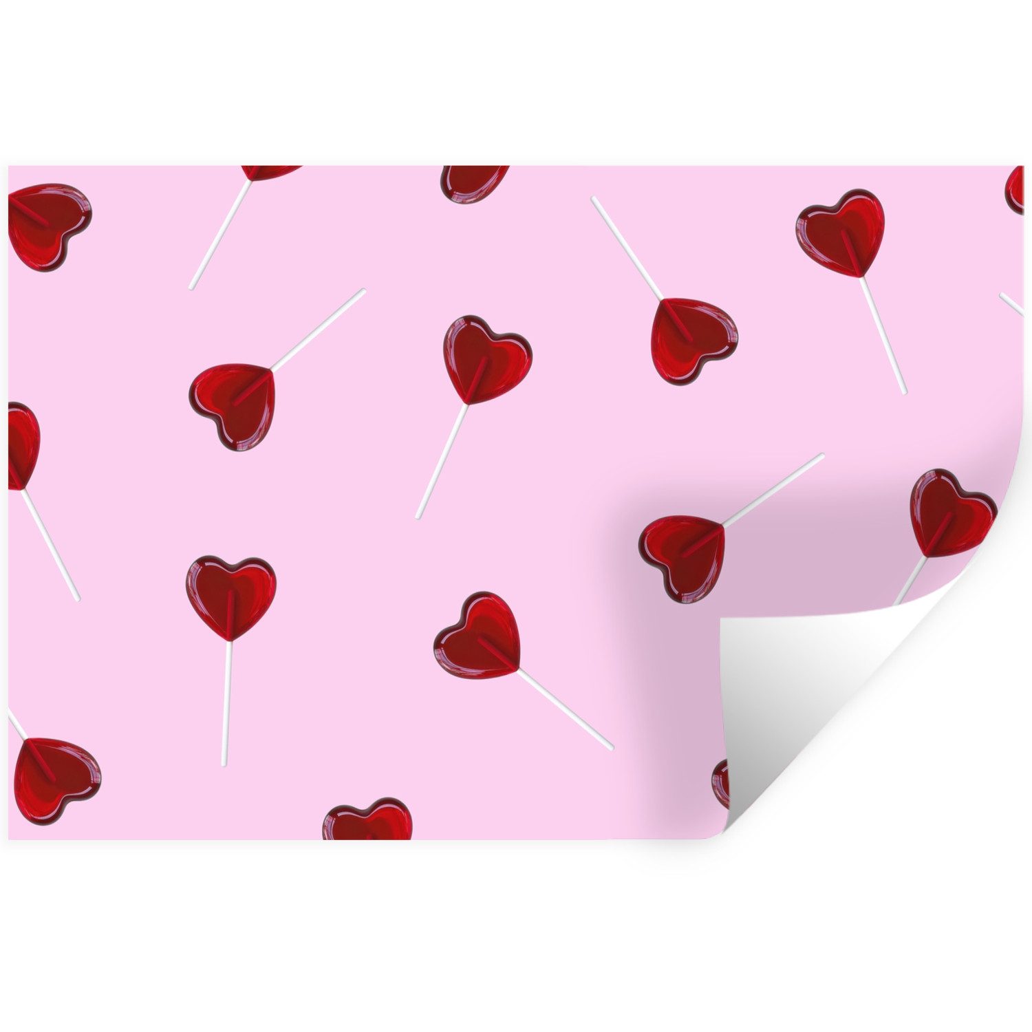 MuchoWow Wandsticker Rosa - Herz - Lutscher - Bonbon (1 St), Wanddeko, Aufkleber, Wandtattoo, 120x80 cm