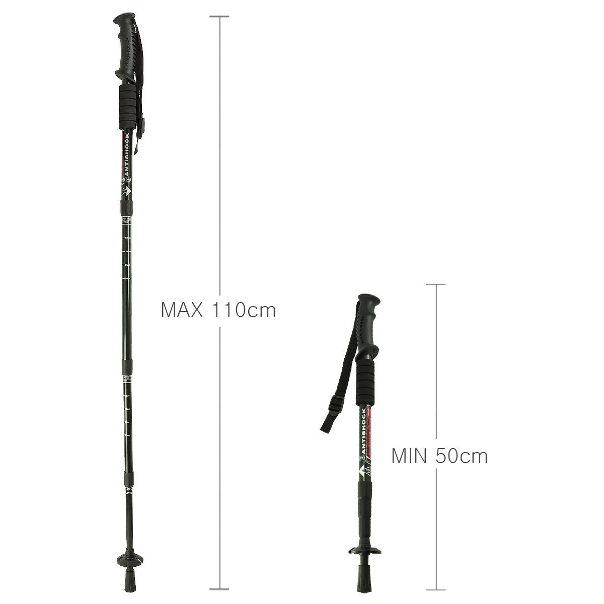 MidGard Nordic-Walking-Stöcke Gehstock Stock Teleskop verstellbar Antischock Dämpfung Wanderstock (1 St), höhenverstellbar, mit Antischock Dämpfung