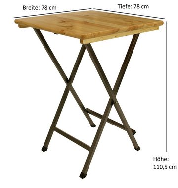 DEGAMO Stehtisch ZÜRICH (1-St), Tischplatte Kiefer 78x78cm quadratisch, klappbar, Gestell Stahl
