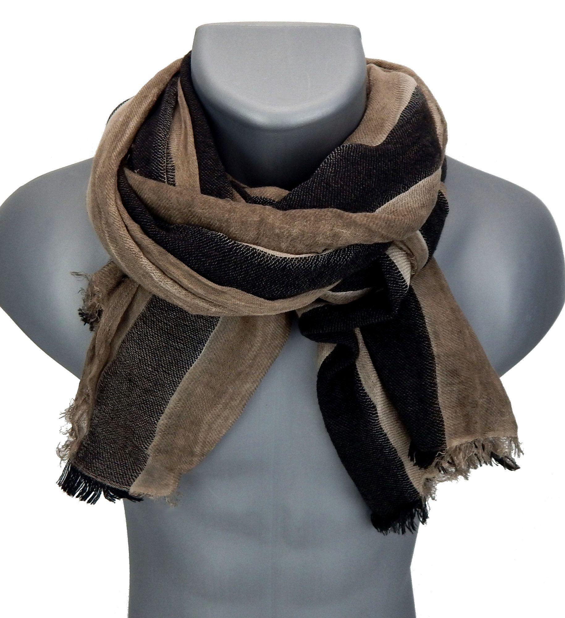 Ella Jonte Modeschal, edler Schal aus Baumwolle beige braun moderner Herren günstig online kaufen