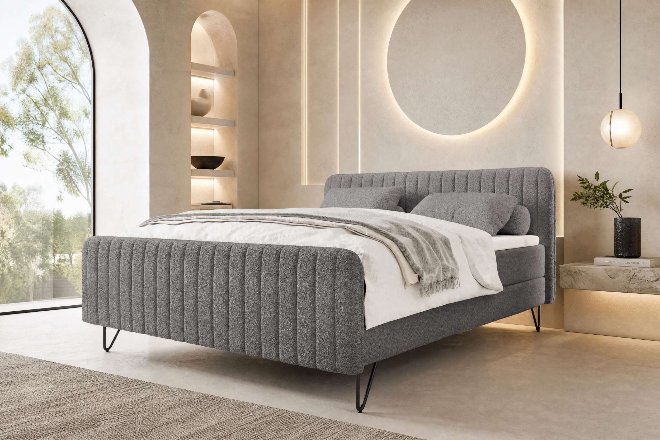Sofa Dreams Boxspringbett Boxspringbett Aurelio (Schlafzimmerbett, Bett), 140/160/180x200 cm, Bonell-Box, TFK-Matratze, Topper, ohne Kissen