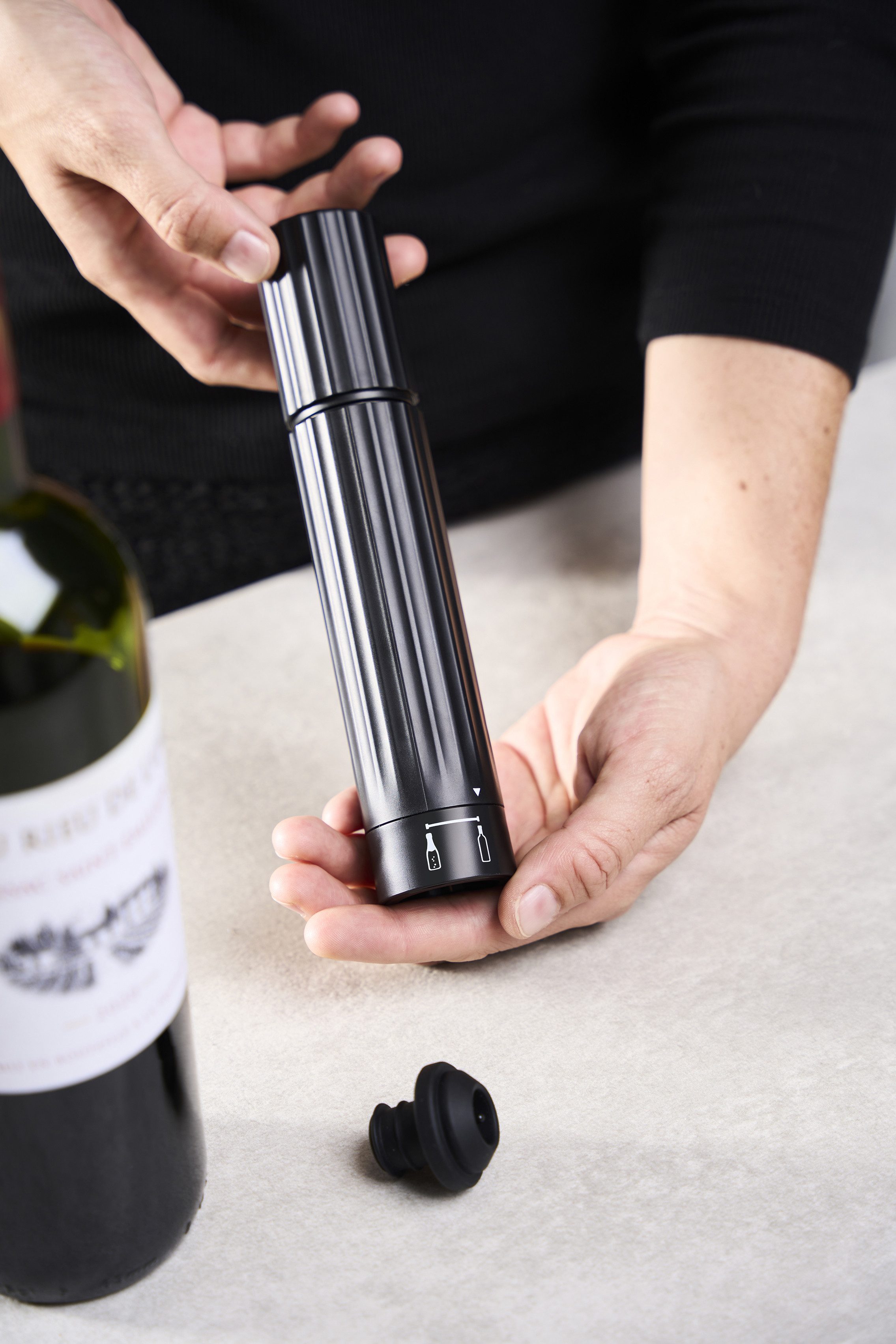 PEUGEOT Flaschenverschluss Manuelle Duo Vakuumpumpe für Wein Champagner Sekt 20cm ABS Kunststoff