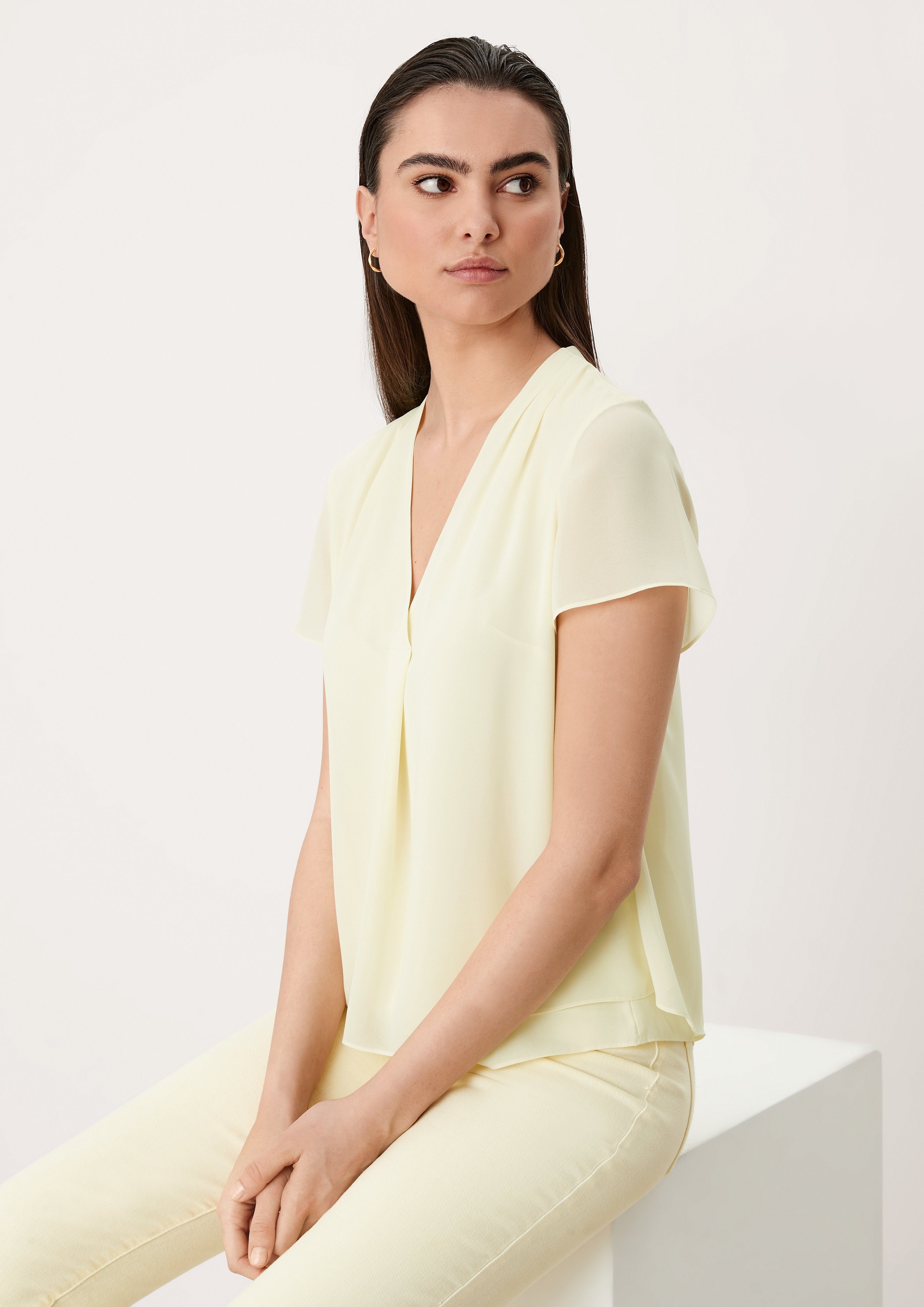 Damen Shirts s.Oliver BLACK LABEL Kurzarmbluse Bluse mit Layering-Effekt Layering