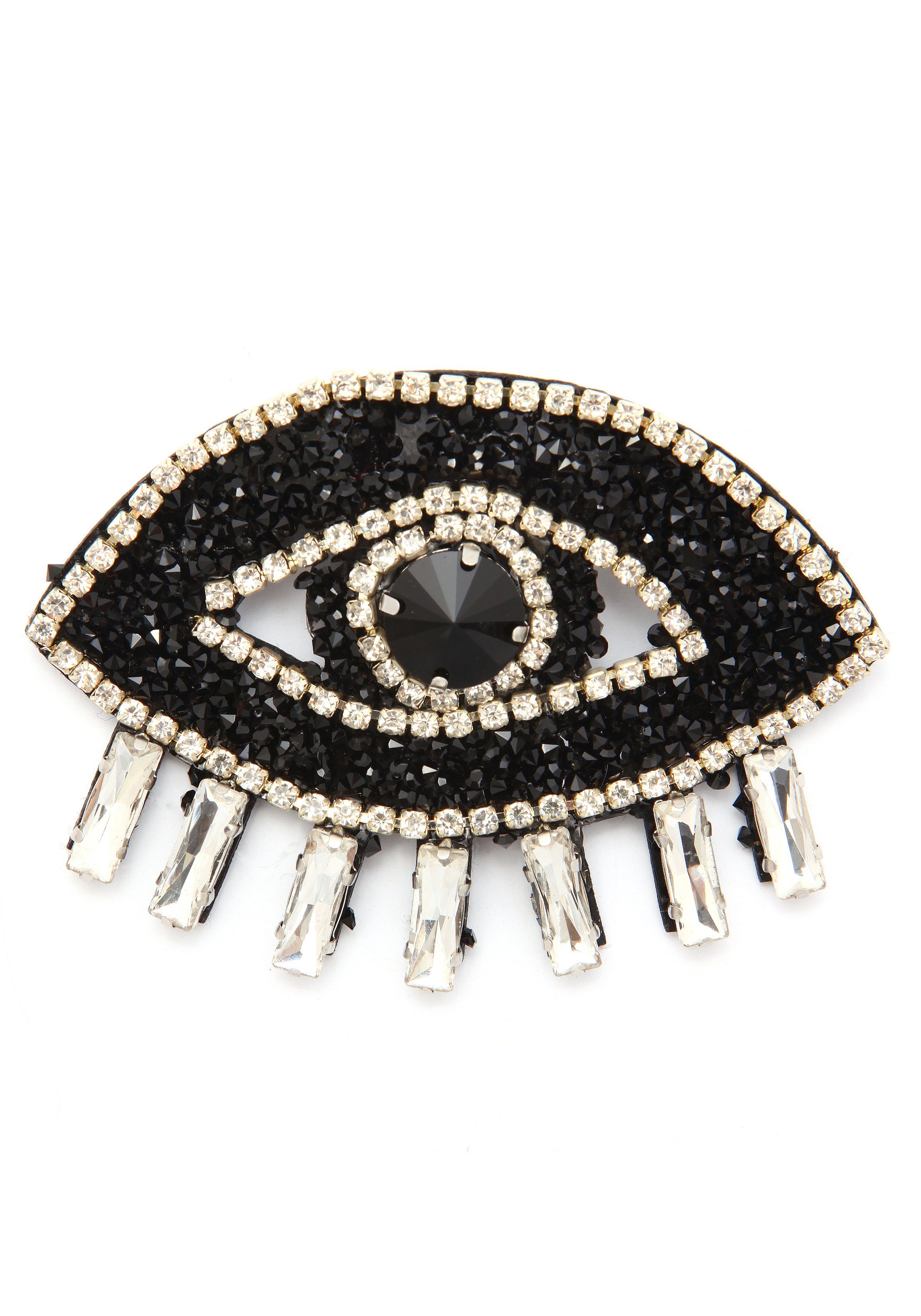 Firetti Brosche Schmuck Geschenk Ansteckschmuck Auge, funkelndes Design, mit Glasstein