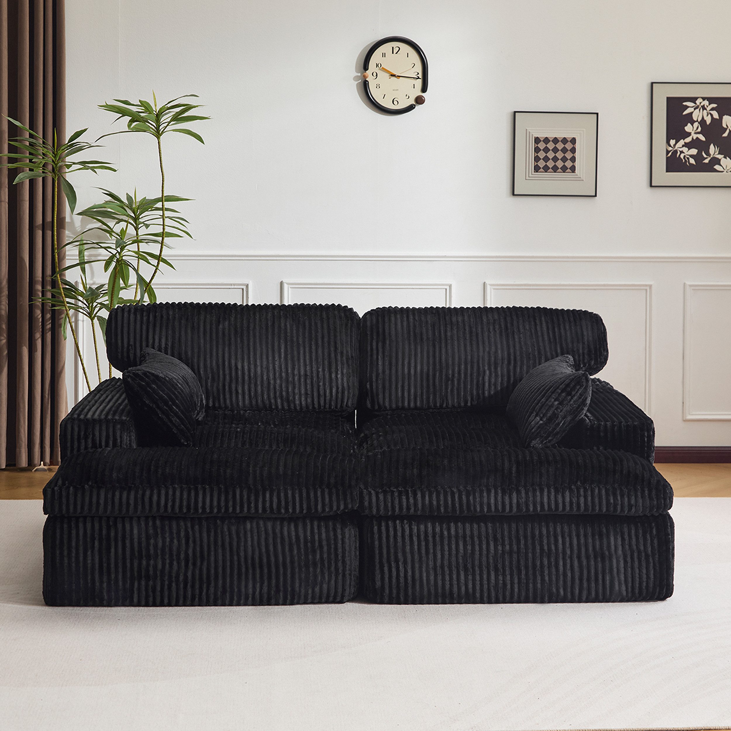 Leawin Sofa Cordsofa 2-Sitzer mit Bettfunktion, modernes Schlafsofa für Wohnzimmer, Weicher Cordbezug, flexible Kombination & ideal für kleine Räume