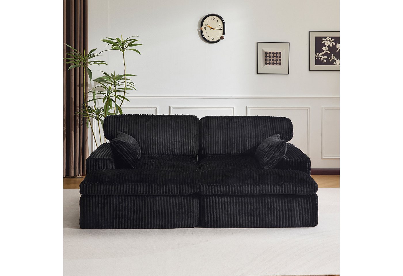Vankel Schlafsofa Cordsofa 2-Sitzer mit Bettfunktion, modernes Schlafsofa für Wohnzimmer, Weicher Cordbezug, flexible Kombination & ideal für kleine Räume