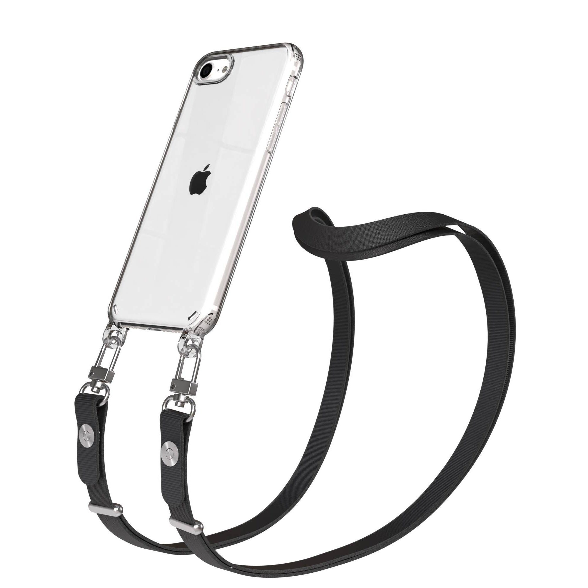 EAZY CASE Handykette für Apple iPhone SE (2022 / 2020) / iPhone 8 / 7 Handyhülle mit Handyk, Handykette in Schwarz mit Magnetband und Länge bis 1,90 m