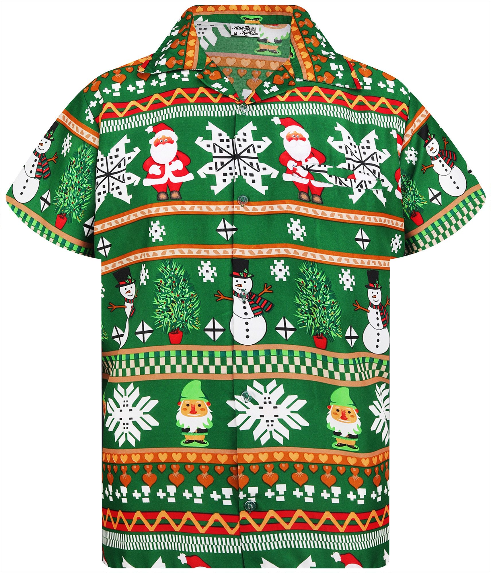 King Kameha Hawaiihemd Christmas Rows Funky Hawaii-Hemd Kurzarm Front-Tasch günstig online kaufen