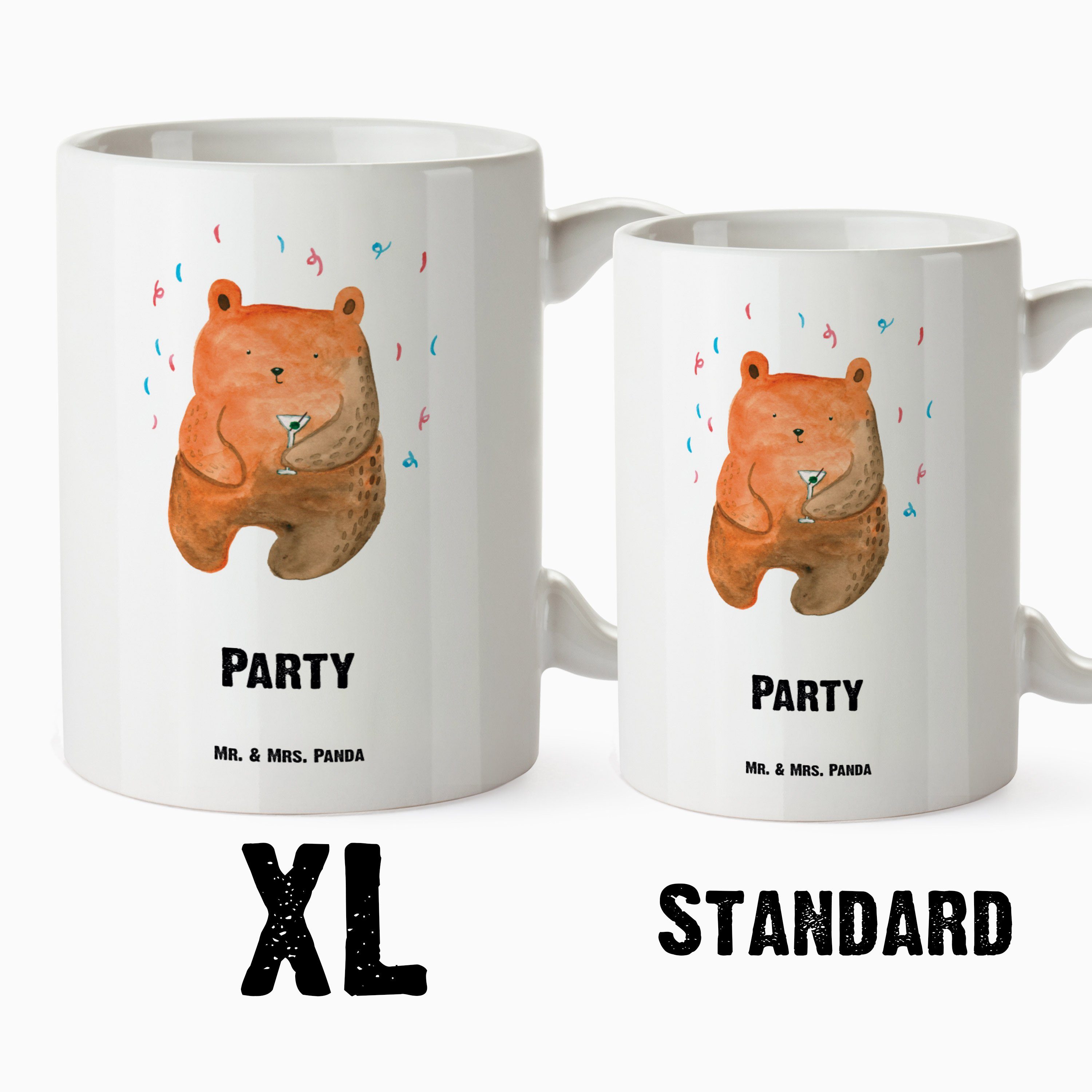 XL Geschenk, Große Panda - Weiß Tasse - XL Party Mrs. Geburtstag, Tasse, Mr. Bär Keramik Tasse, Tasse & Teddy,