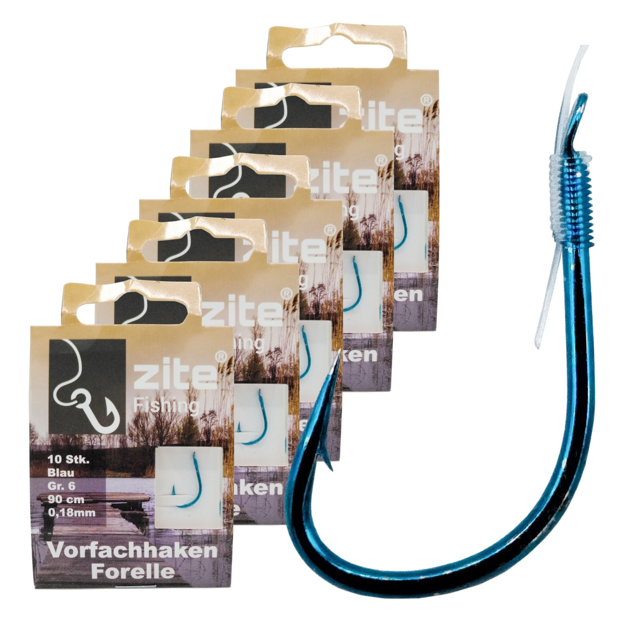 Zite Forellenhaken Vorfach-Haken Forelle gebunden Größe 6 Angelhaken mit Vorfachschnur