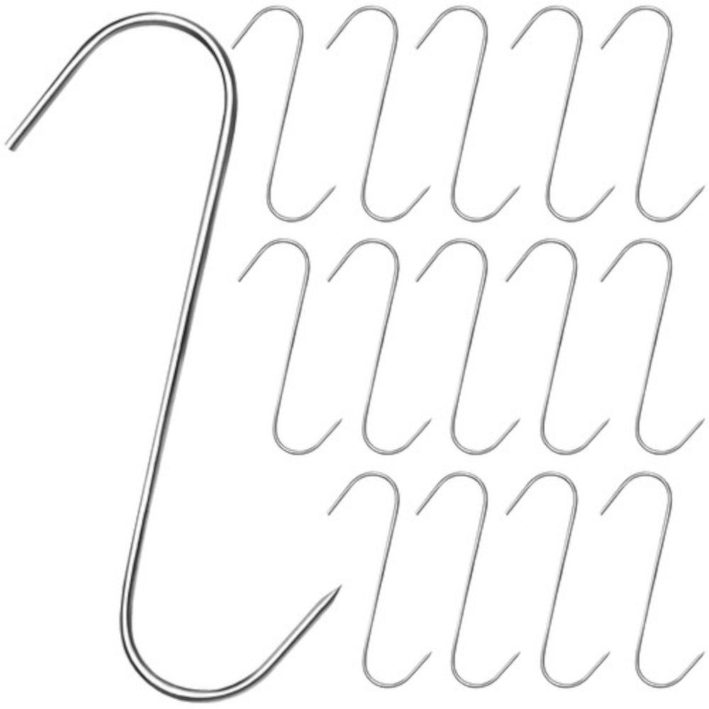 ISO TRADE Grillhaken Räucherhaken, (Fleischhaken Edelstahl, 15 tlg., Küchenhaken), S Haken 15 Stück