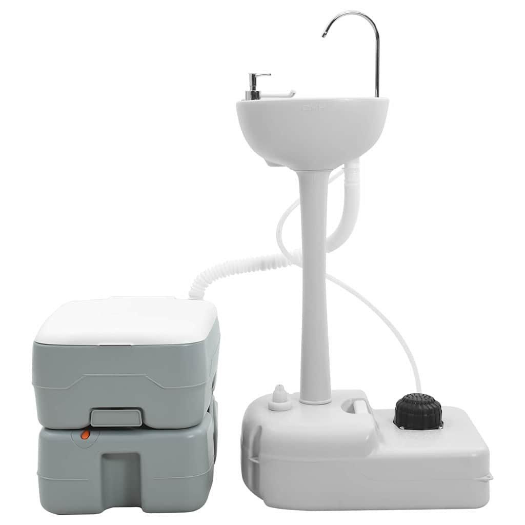 vidaXL Campingtoilette Camping Toiletten-Set 2 stk. Grau 50,5 x 33 x 103 cm, (2-St)