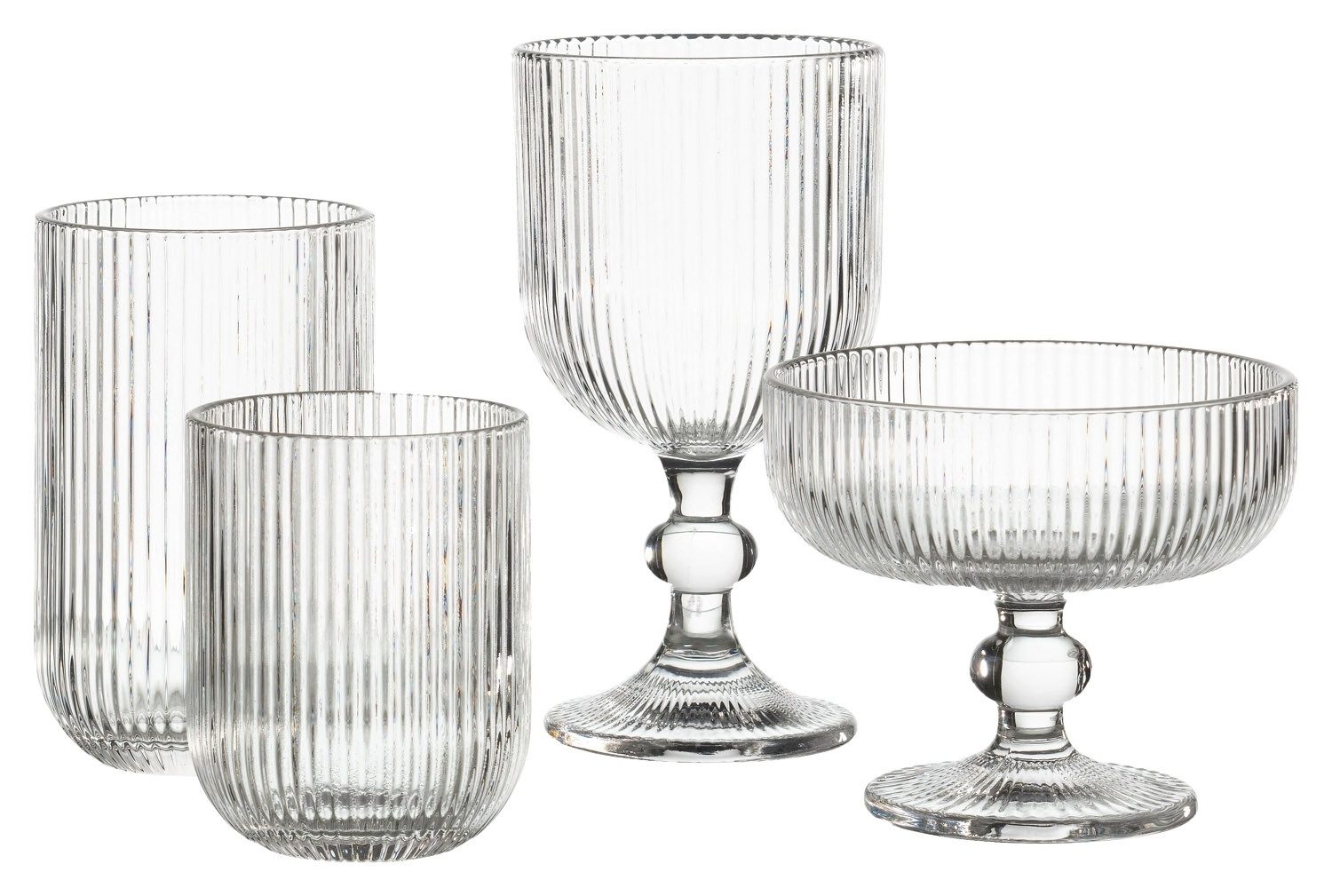 casa NOVA Glas GARBRIELLA, 465 ml Fassungsvermögen, Transparent, Glas, mit Rillenschliff