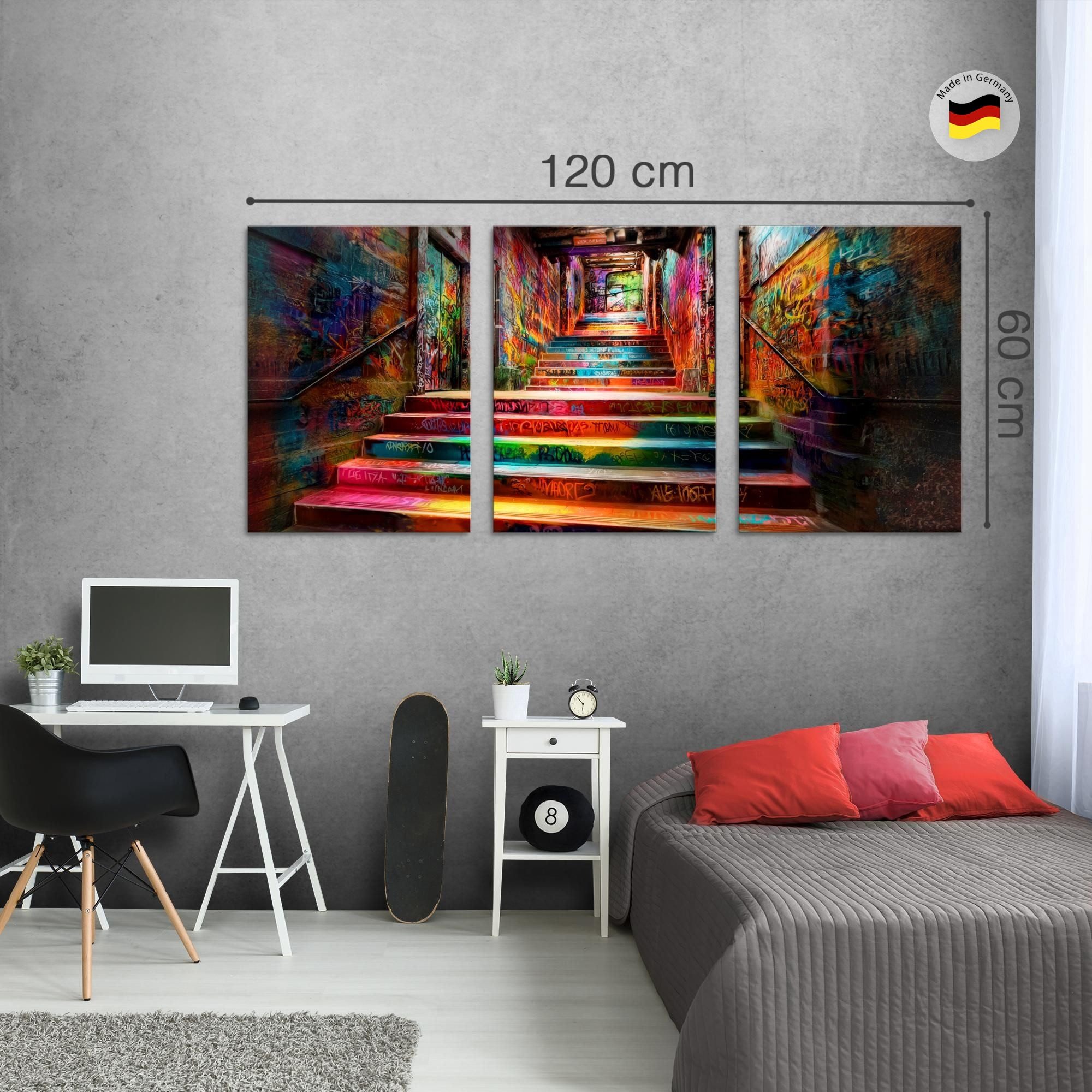 Novart Wandbild Graffiti AUFHÄNGFERTIG Büro 3 40x60 cm Deko Treppenhaus N0431, 40 x 60 cm - 3 Bilder