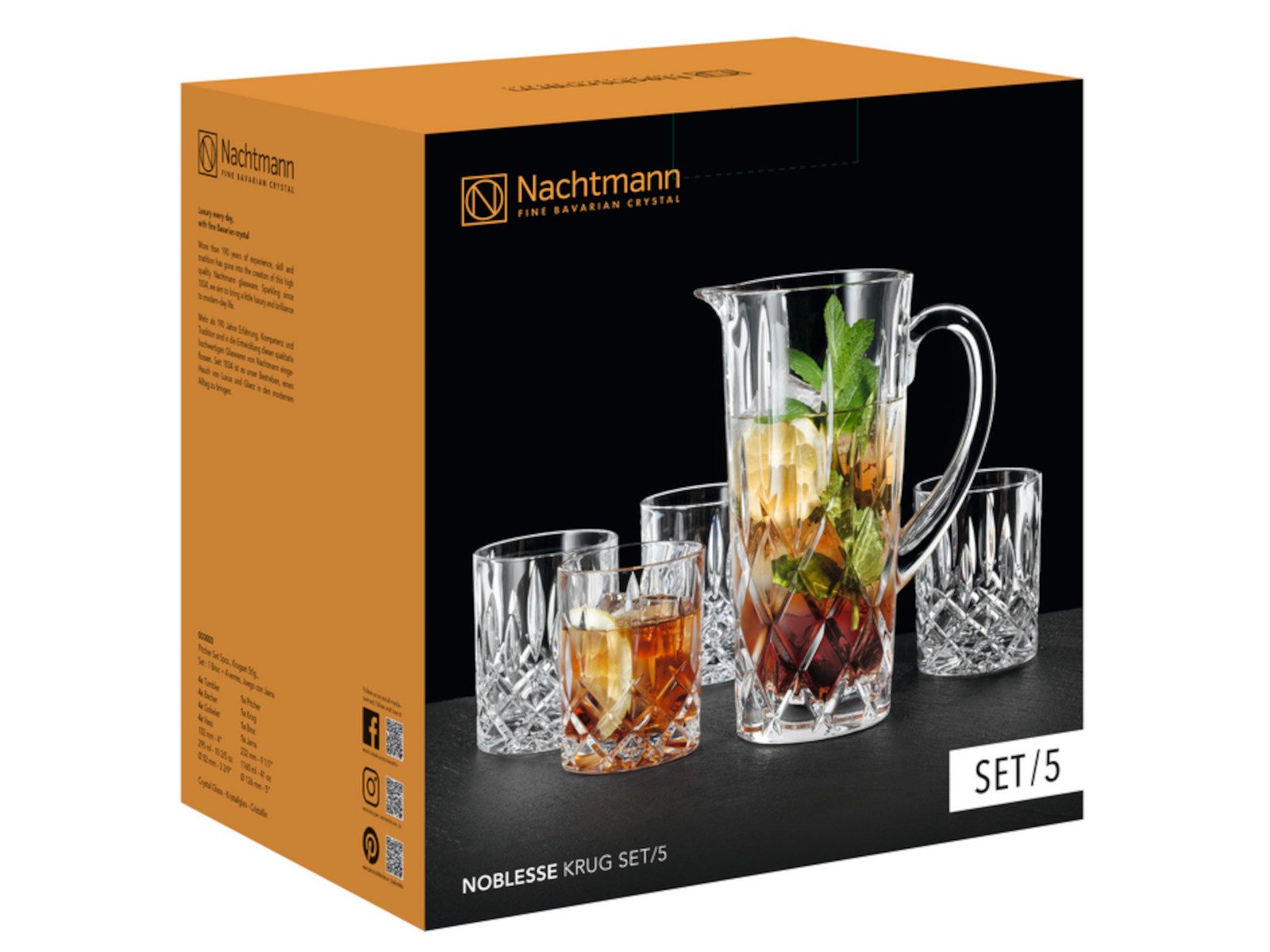 Nachtmann Gläser-Set Noblesse Krug Set 5tlg., Kristallglas