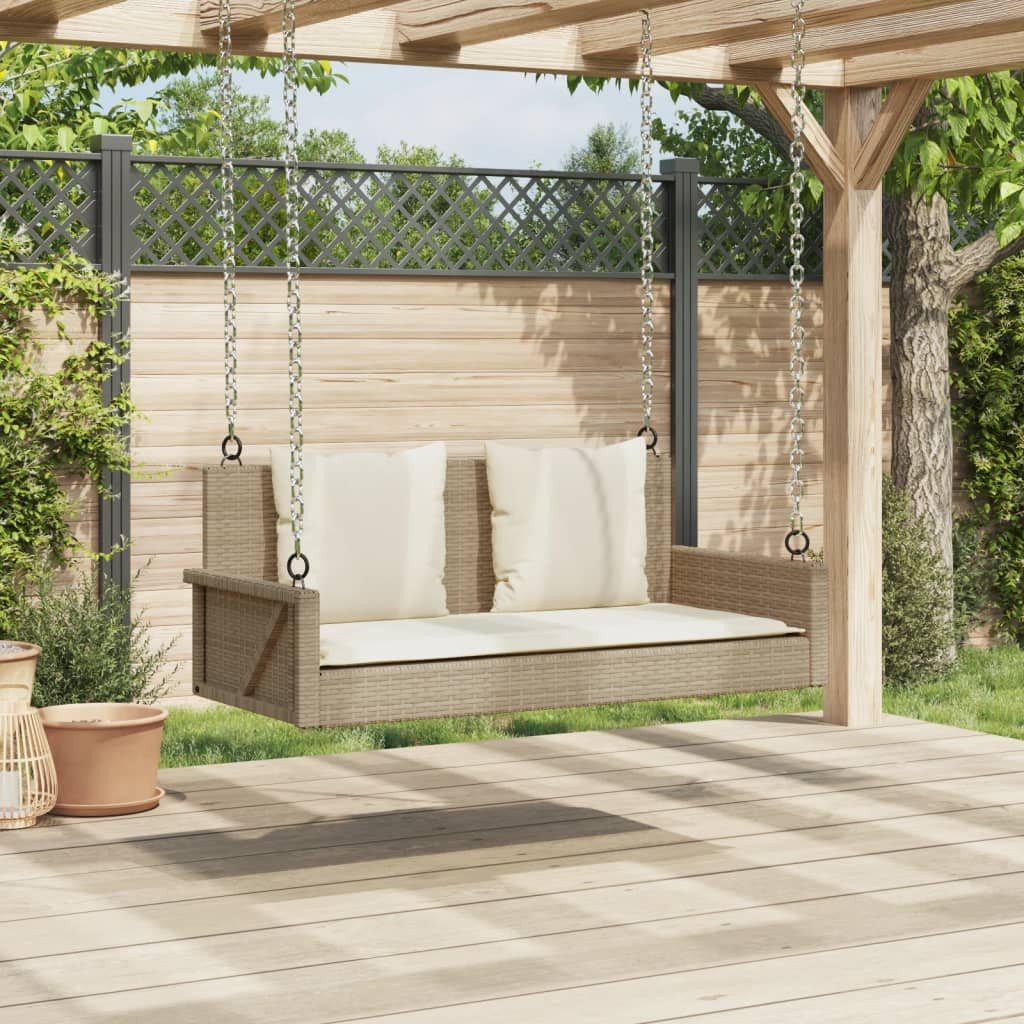 vidaXL Gartenbank Hängebank mit Kissen Beige günstig online kaufen