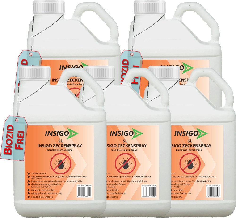 INSIGO Insektenspray INSIGO ZECKE, 25 l, biozidfreie Formel, auf Wasserbasis, geruchsarm, brennt / ätzt nicht