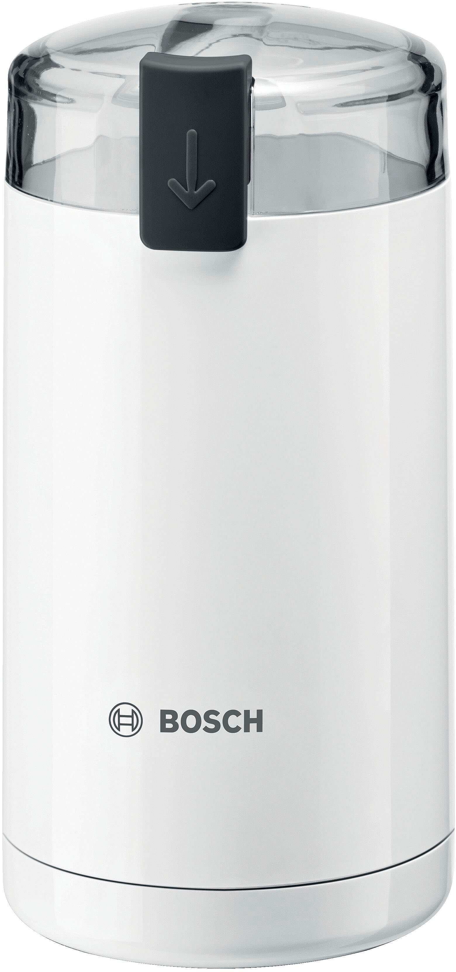 BOSCH Kaffeemühle TSM6A011W, Edelstahl-Schlagmesser, Sicherheitsfunktion, 180 W, Schlagmesser, 75 g Bohnenbehälter, 180 W, 75g Bohnenbehälter, elektrisch, weiß