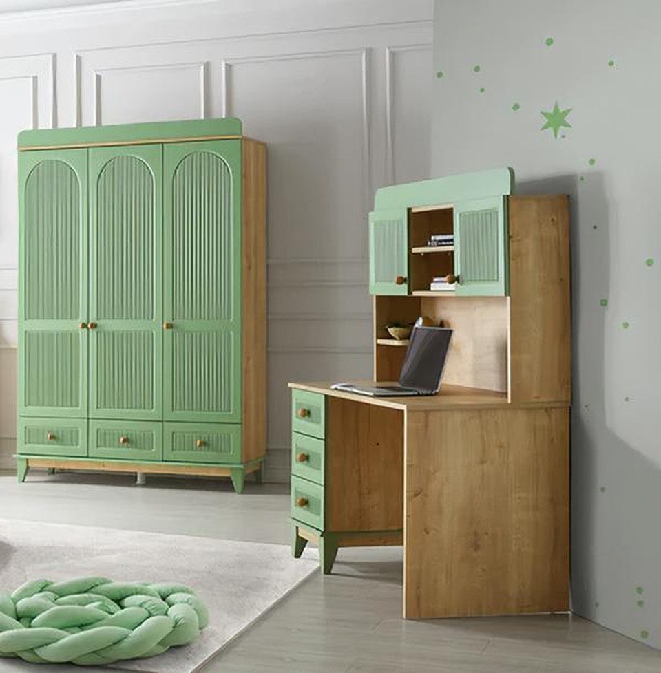 Xlmoebel Kleiderschrank Komplettausstattung für das Jugendzimmer mit Schreibtisch und Stauraum (Kleiderschrank; Schreibtisch, 2-St., Kleiderschrank; Schreibtisch) Hergestellt in Europa