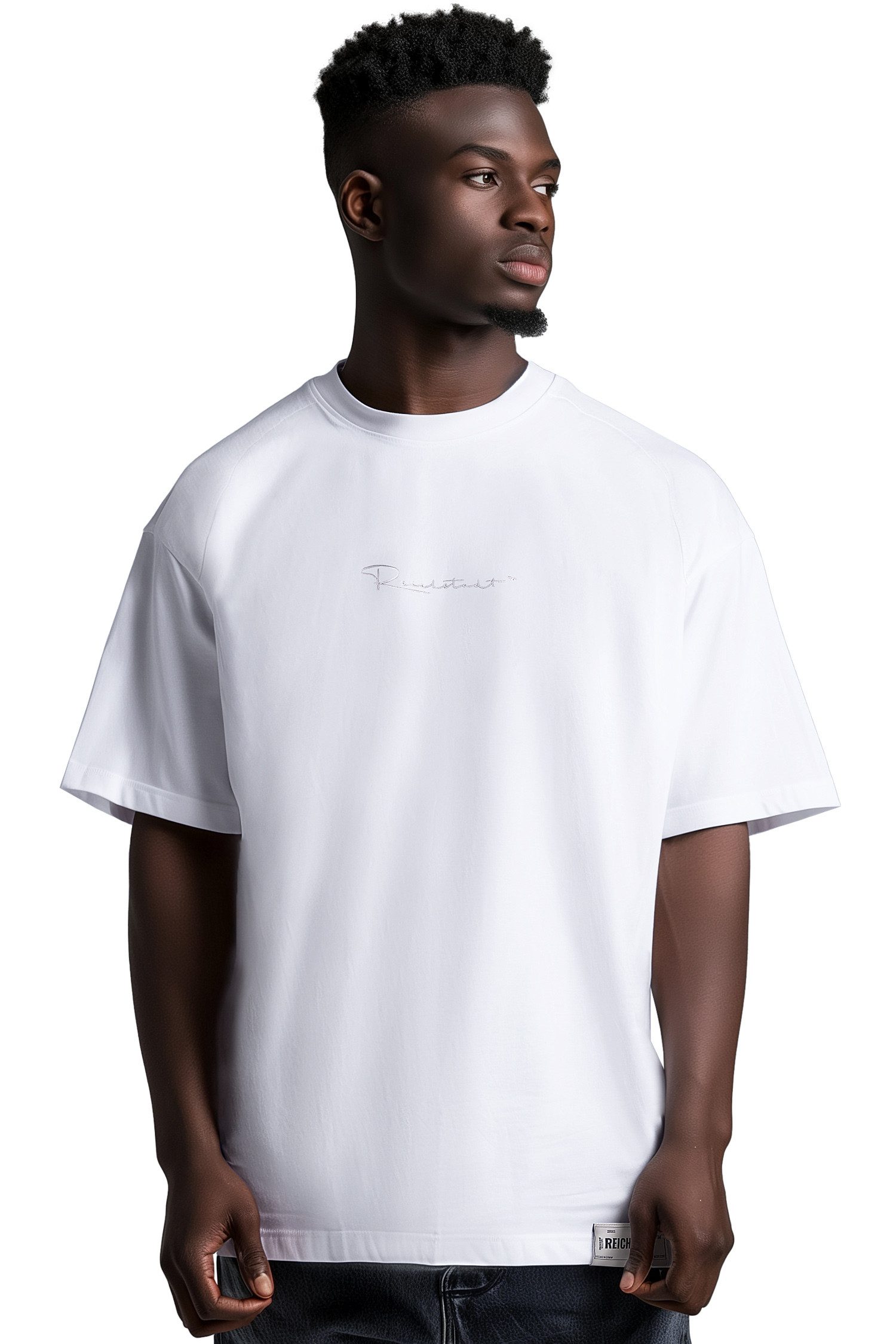 Reichstadt Oversize-Shirt Casual T-shirt 22RS033 White XS mit Stitching auf der Brust