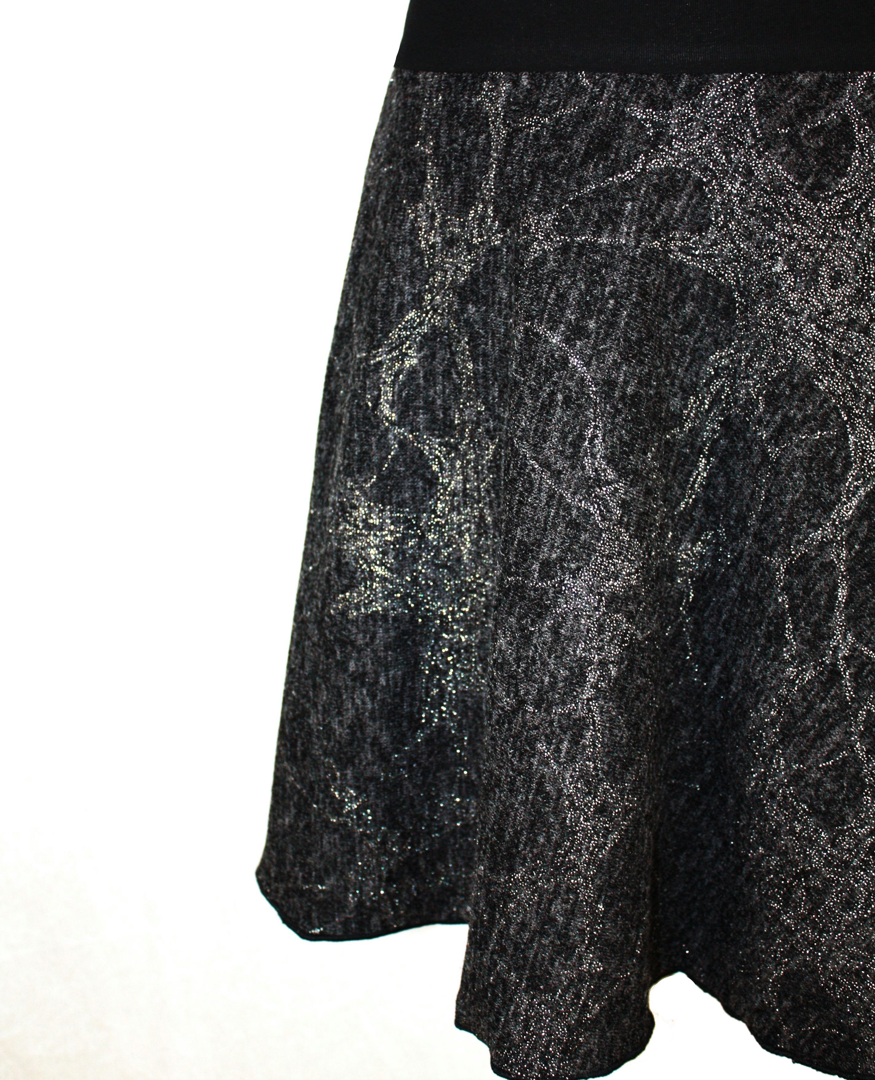 dunkle design Strickrock Schwarz Grau Blau Silber 57cm elastischer Bund günstig online kaufen