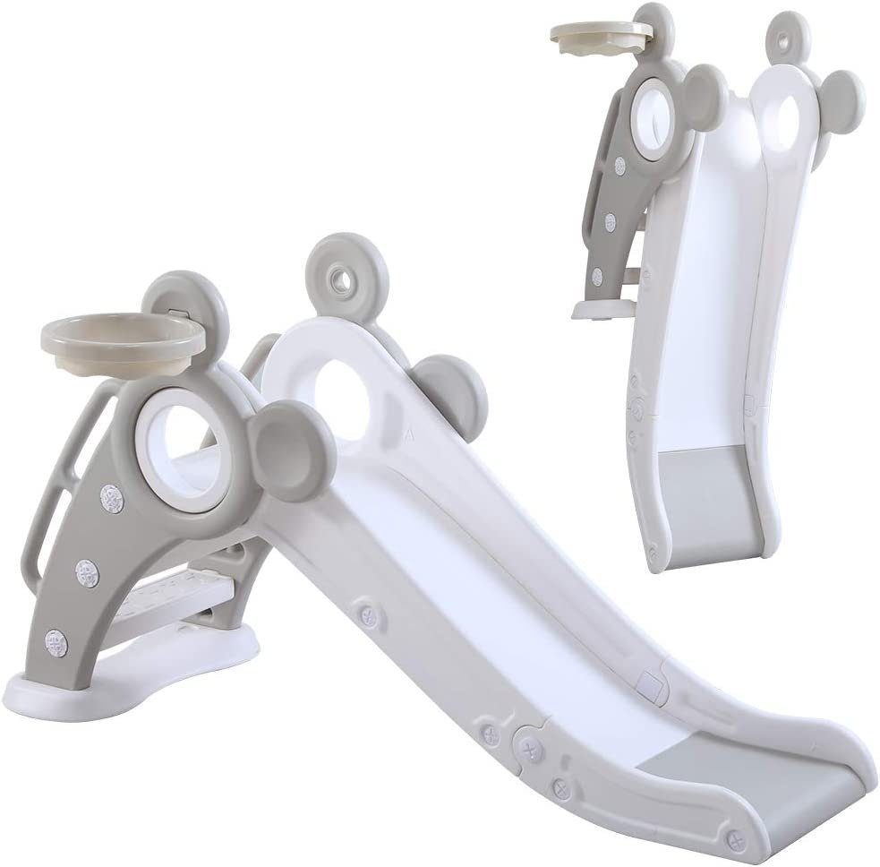 YOLEO Rutsche Kinder Fun-Slide mit Basketballkorb Faltbar Kinderrutsche günstig online kaufen