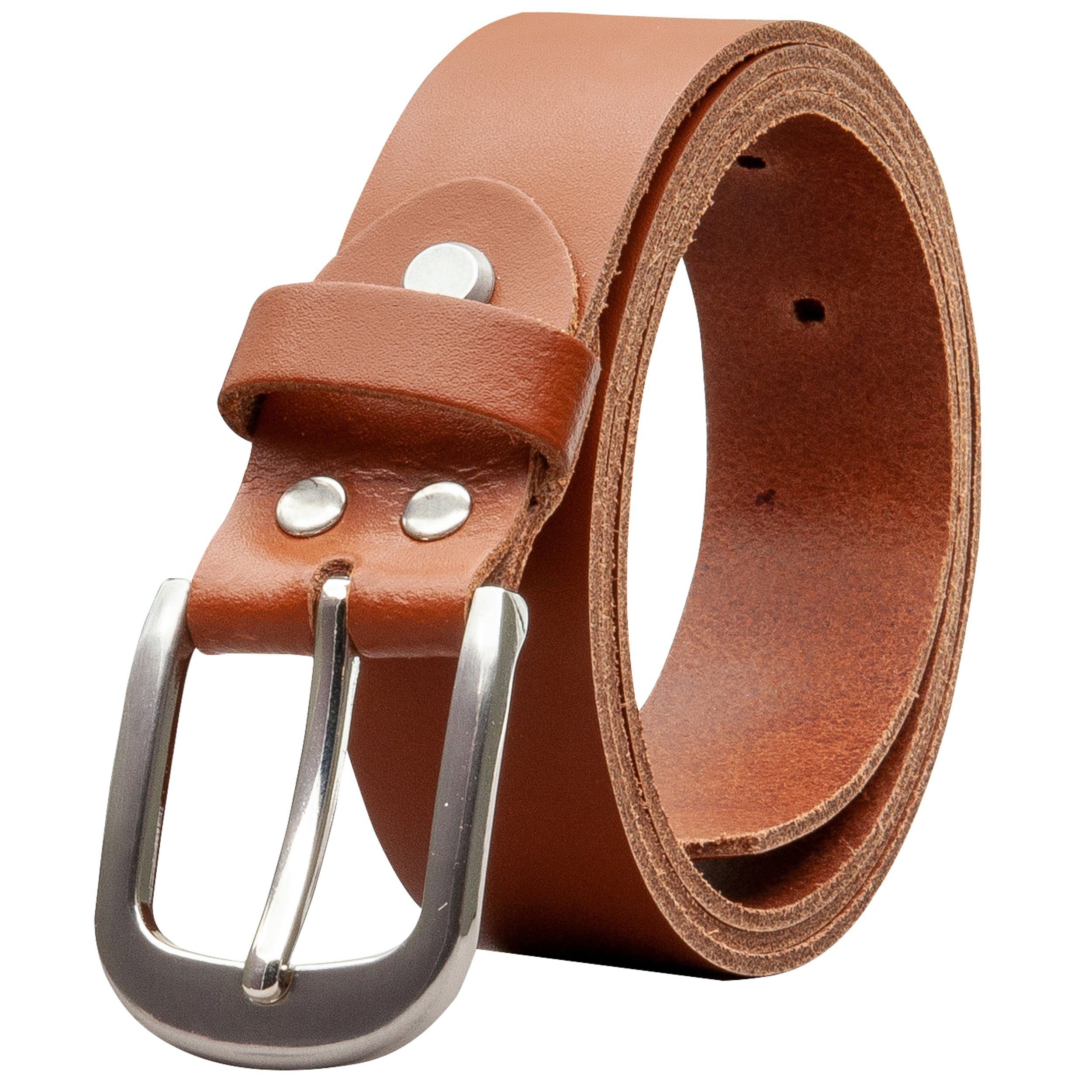 COLOGNEBELT Ledergürtel OM323-SL-Cognac MADE IN GERMANY, Cognac Kürzbar, 100 % Echtleder, Unisex