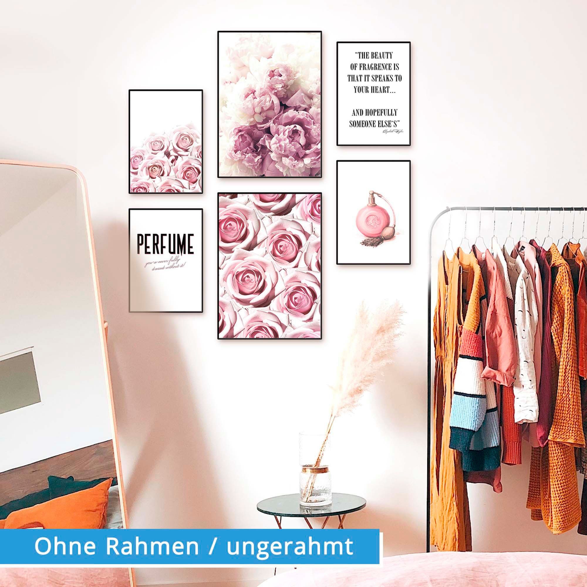 Artland Poster Schönheit der Rose, Blumen (6 St), Bilder Set, 6tlg. 4xDIN A4 / 2xDIN A3, ohne Rahmen