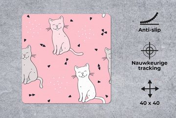 MuchoWow Gaming Mauspad Katze - Haustiere - Mädchen - Design (1-St), Mousepad mit Rutschfester Unterseite, Gaming, 40x40 cm, XXL, Großes