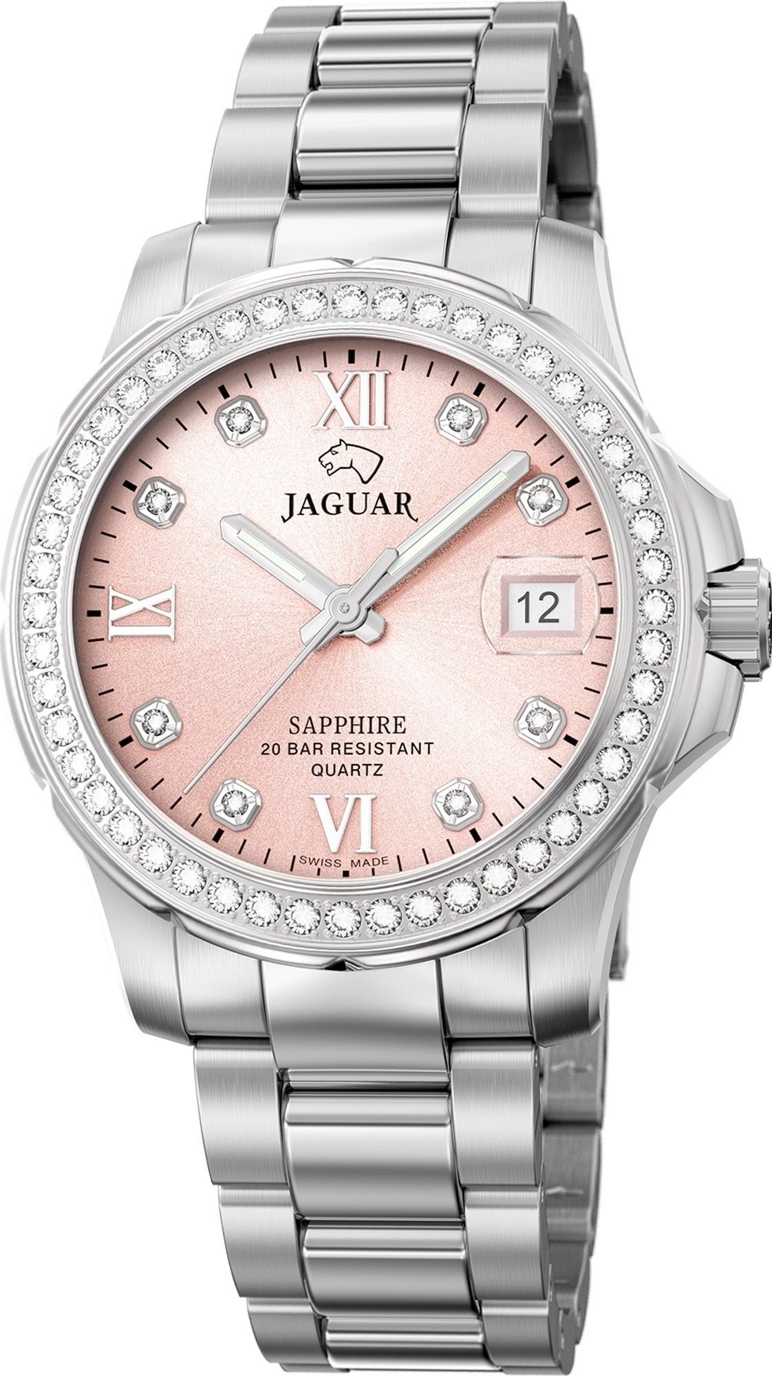 JAGUAR Quarzuhr Jaguar Damen Armbanduhr Cosmopolitan, (Analoguhr), Damen Armbanduhr rund, Edelstahlarmband silber, Fashion