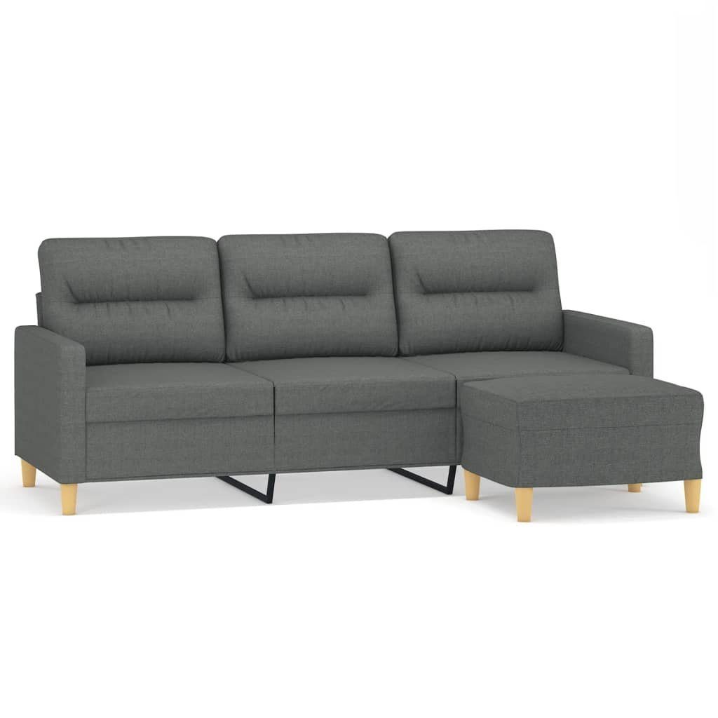 DOTMALL Sofa Gruppe Ecksofa, 3-Sitzer-Sofa mit Hocker,Robuster und stabiler Rahmen Dunkelgrau