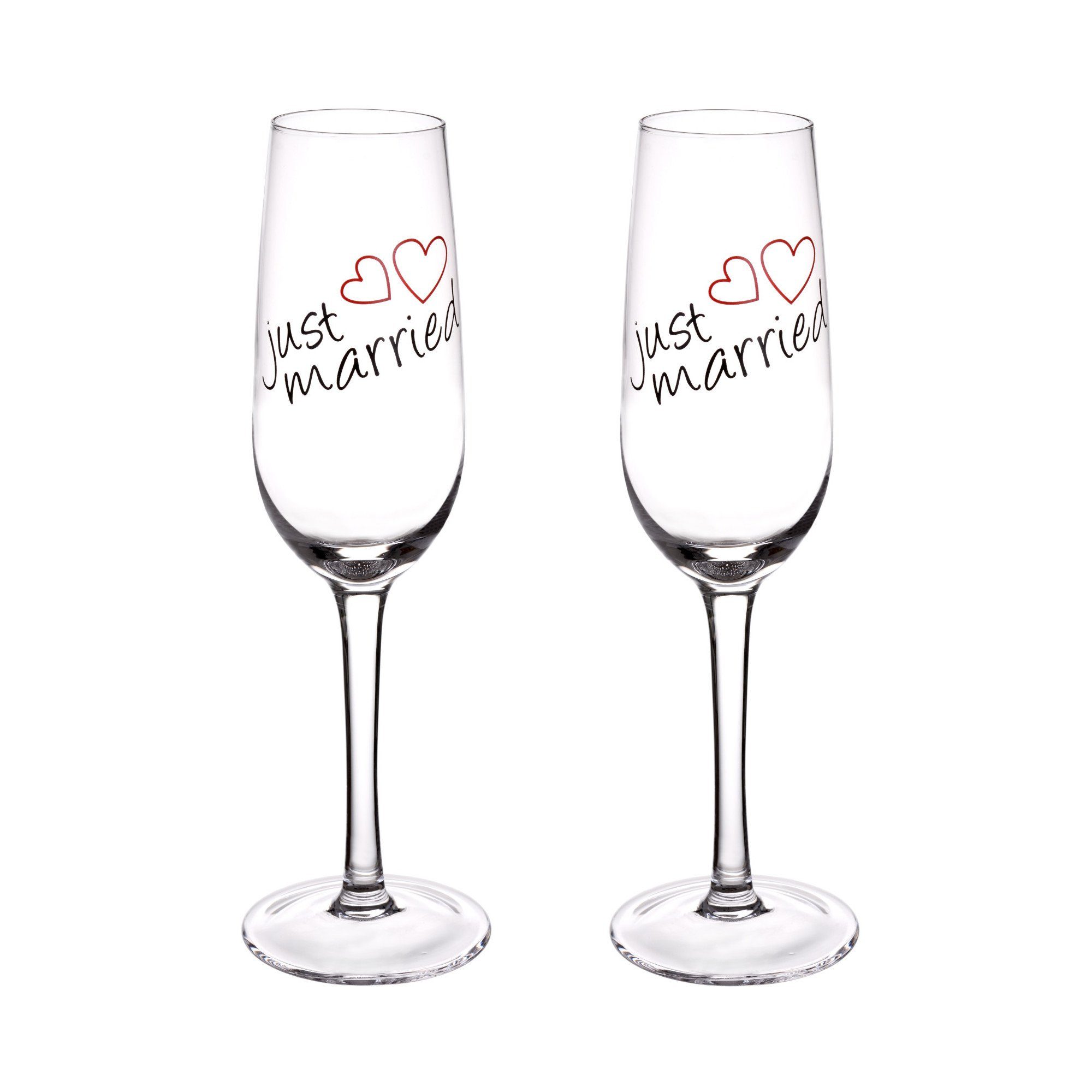 GRÄWE Glas GRÄWE 2er Set Sektglas "Just Married" 210 ml, Glas