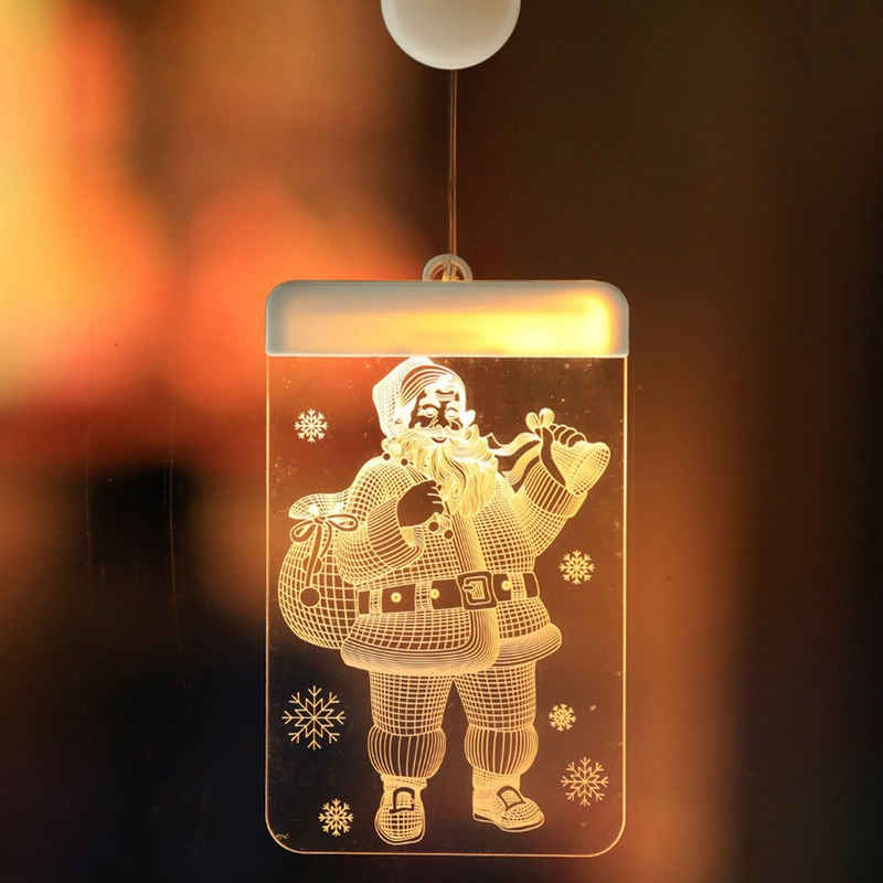Rosnek Beleuchtetes Fensterbild »3D-Effekt, hängend, für Weihnachten Store Glas Wand Deko«, Fensterdekoration Lichter; Weihnachtsmann Schneeflocke Baum Schneemann