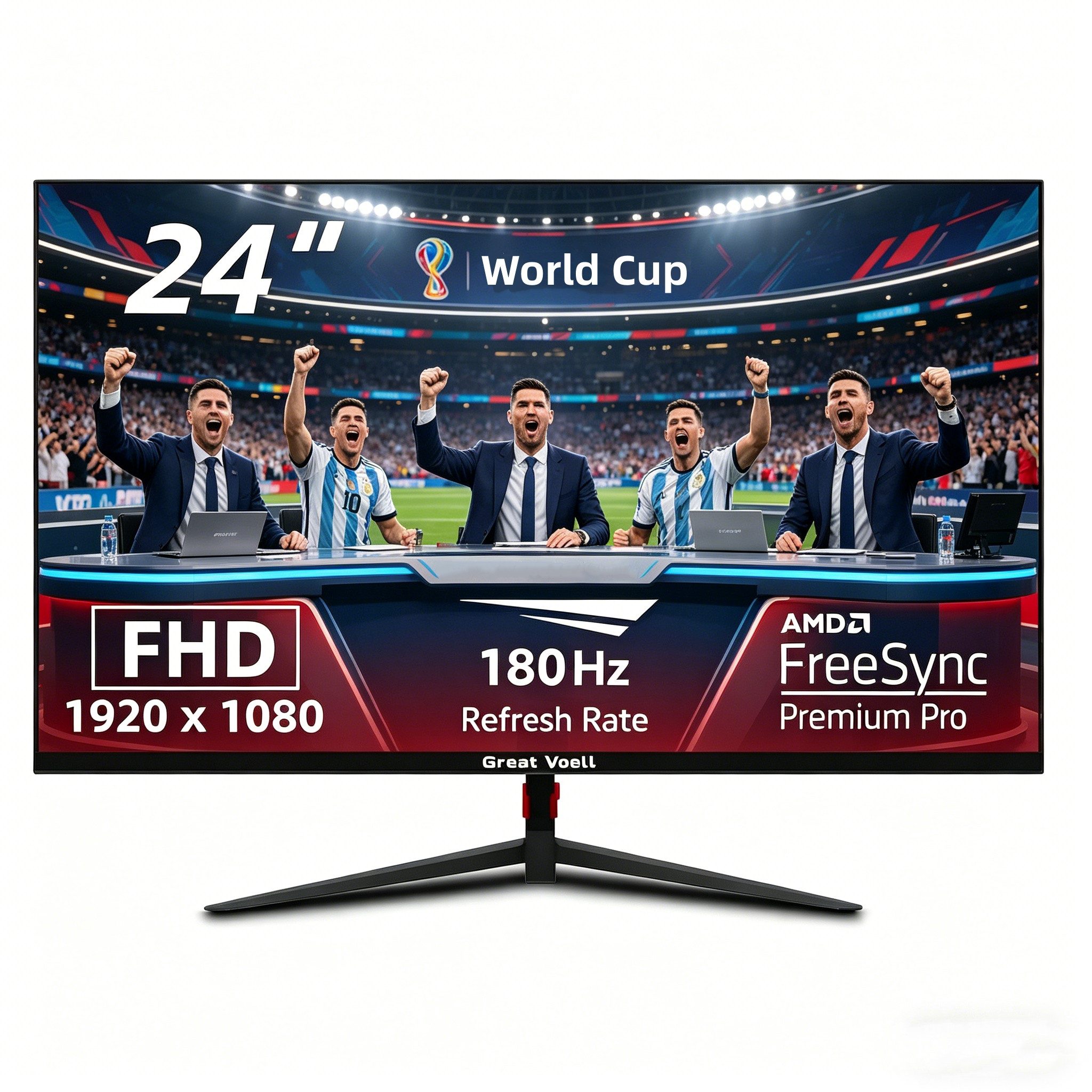 Great Voell 24 Zoll FHD-1080p-Monitor, FreeSync, HDR10, 180 Hz Ultraschlankes Gaming-Monitor (60,5 cm/24 ", 1920 x 1080 px, FHD, 1 ms Reaktionszeit, 180 Hz, VA LED, FreeSync, Niedriges blaues Licht, 180Hz, Ultraschlankes, Rahmenloses)