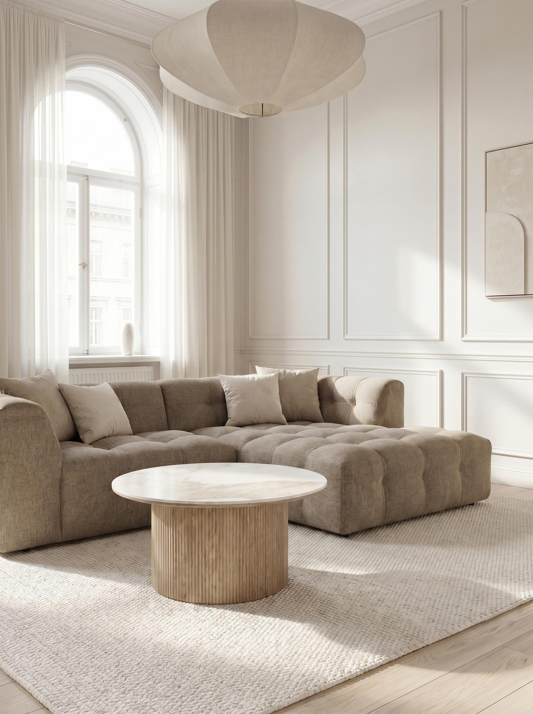 faee Ecksofa Ruusu, Bezug Stoff light brown