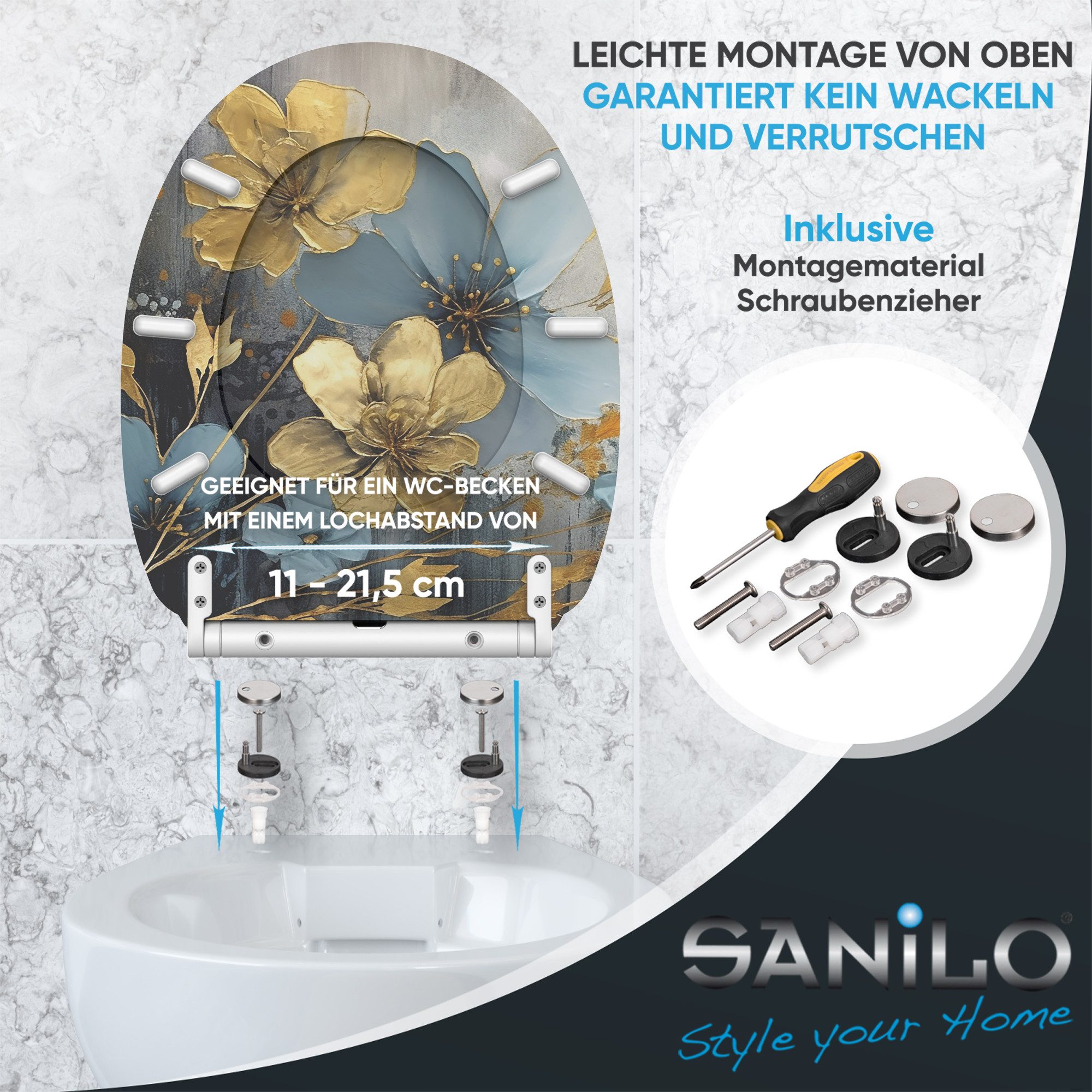 Sanilo WC-Sitz mit Absenkautomatik & Top Fix in vielen Designs, hochwertig, abnehmbar, leichte Montage von oben, mit Schraubenzieher – Bild 5 von 5