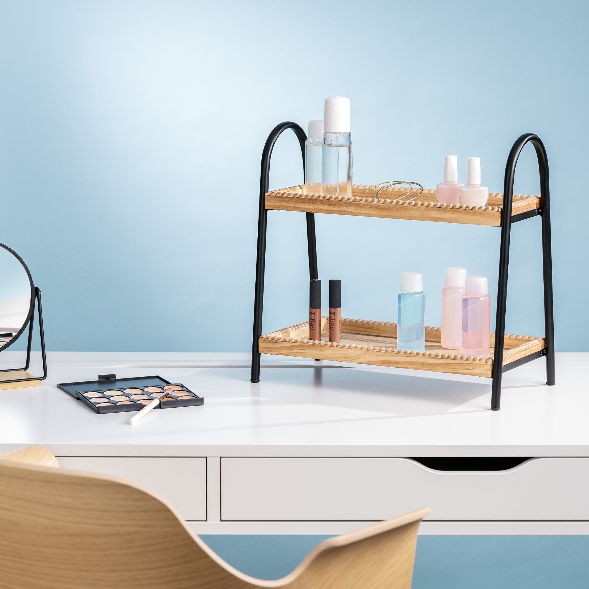 Navaris Duschablage 2 Etagen Standregal aus Holz - Vintage Serviertablett G günstig online kaufen